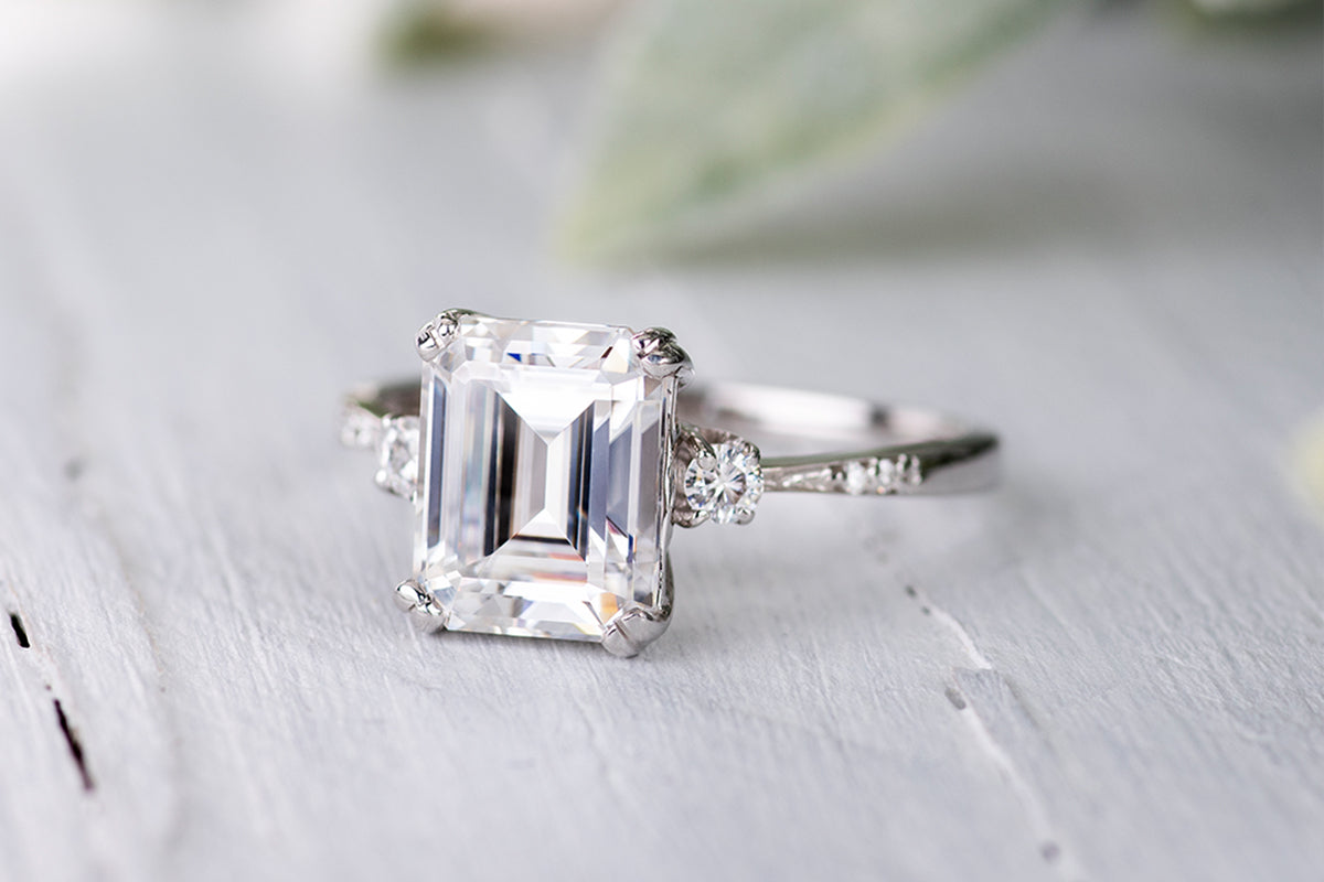 Look Great for Less with Emerald-Cut Moissanite Rings