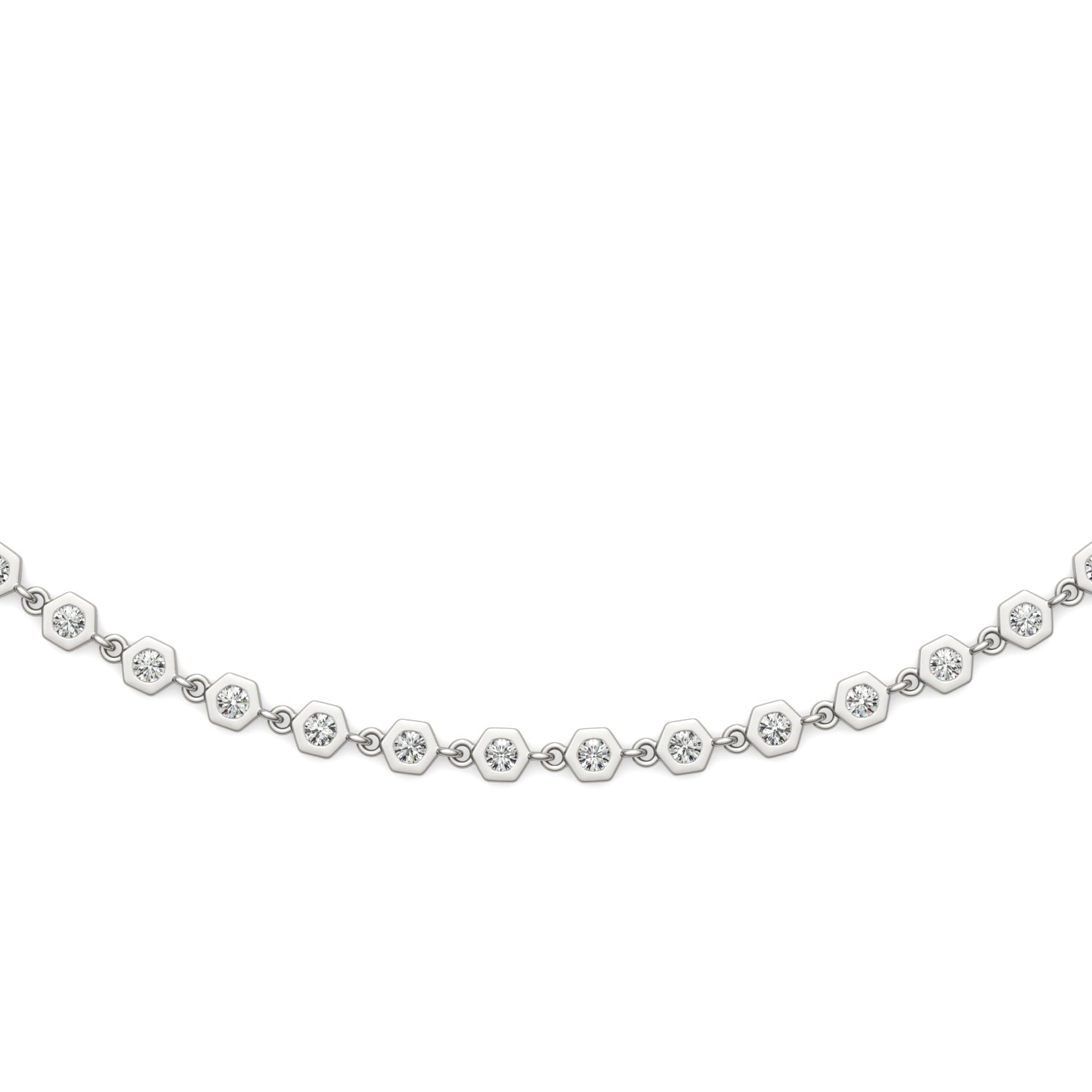 1.29 CTW DEW Moissanite Bezel Station Necklace in Sterling Silver