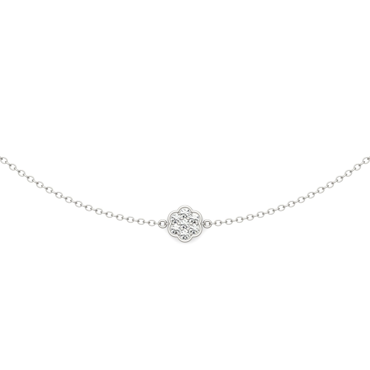 0.53 CTW DEW Moissanite Floral Station Necklace in Sterling Silver