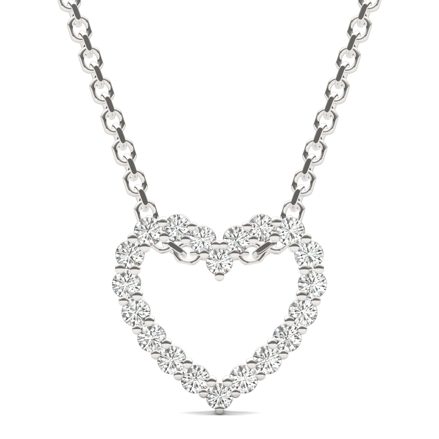 0.28 CTW DEW Round Moissanite Heart Sliding Pendant in Sterling Silver