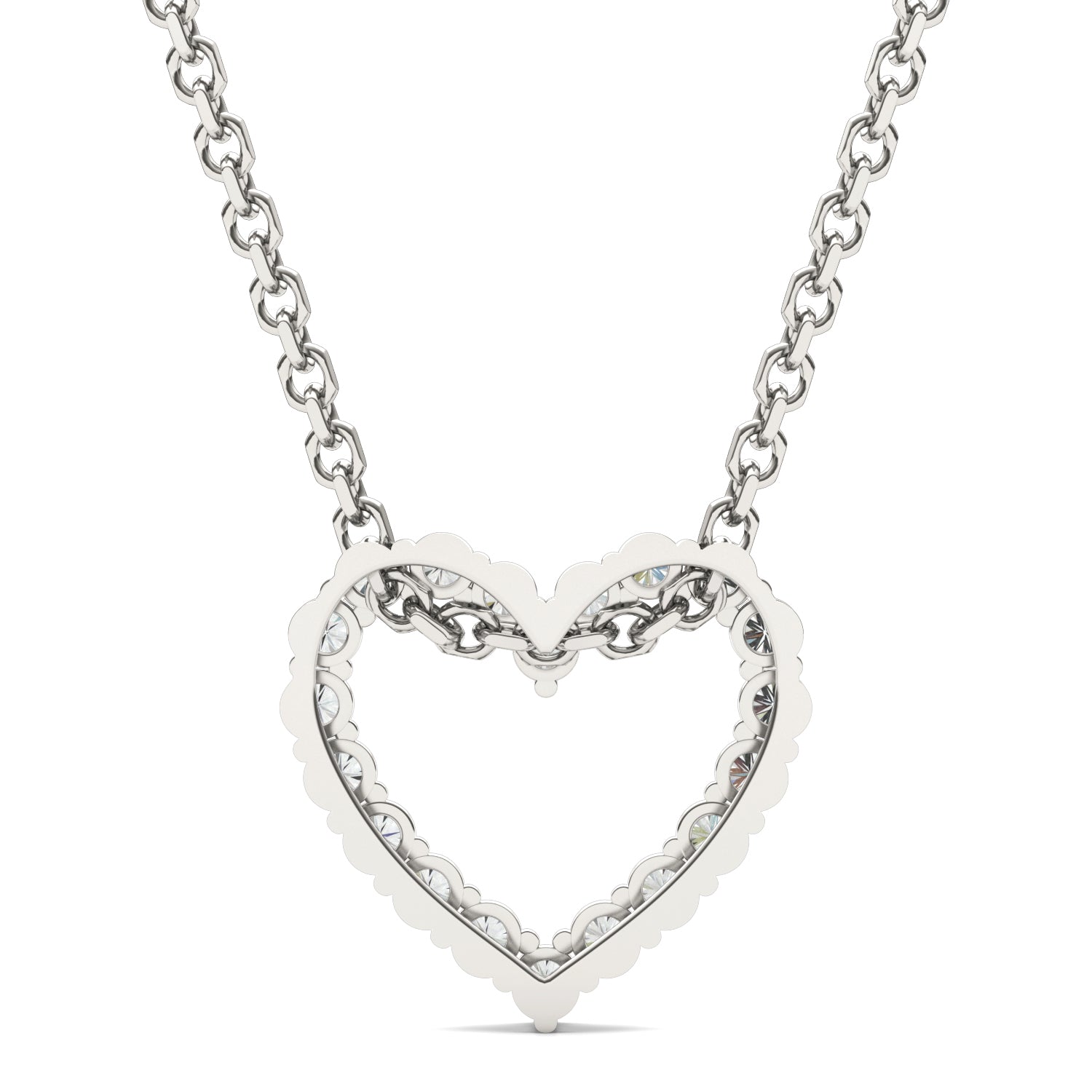 0.28 CTW DEW Round Moissanite Heart Sliding Pendant in Sterling Silver