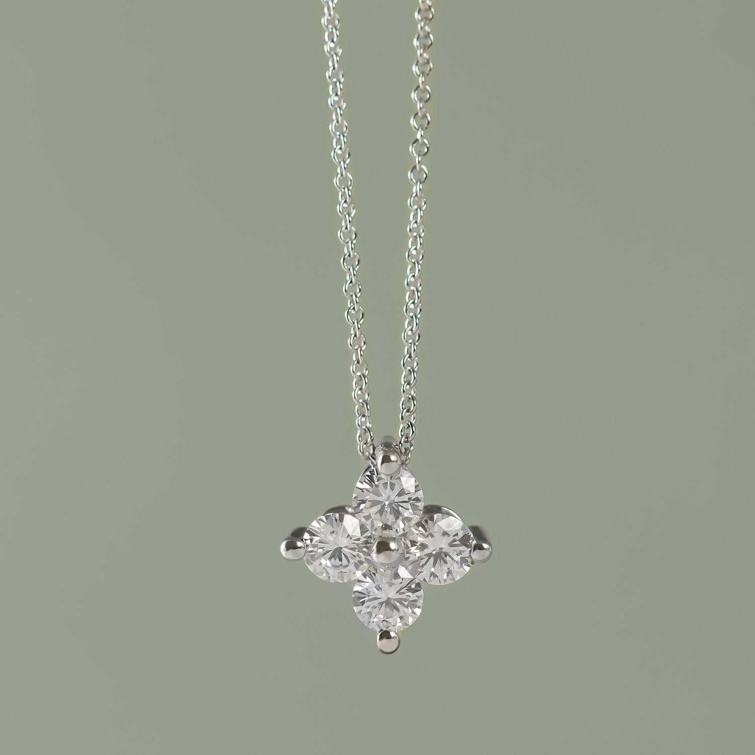 0.92 CTW DEW Moissanite Floral Pendant in Sterling Silver