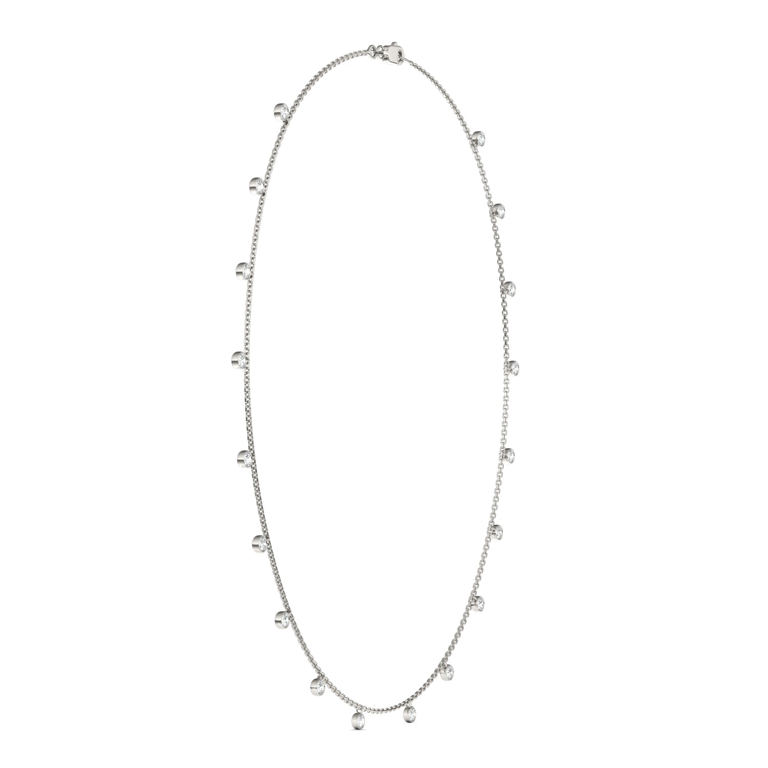 1.86 CTW DEW Round Moissanite Drop Station Necklace in Sterling Silver