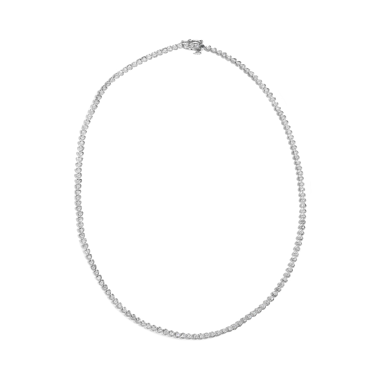 2.18 CTW DEW Moissanite East-West Heart Tennis Necklace in Sterling Silver