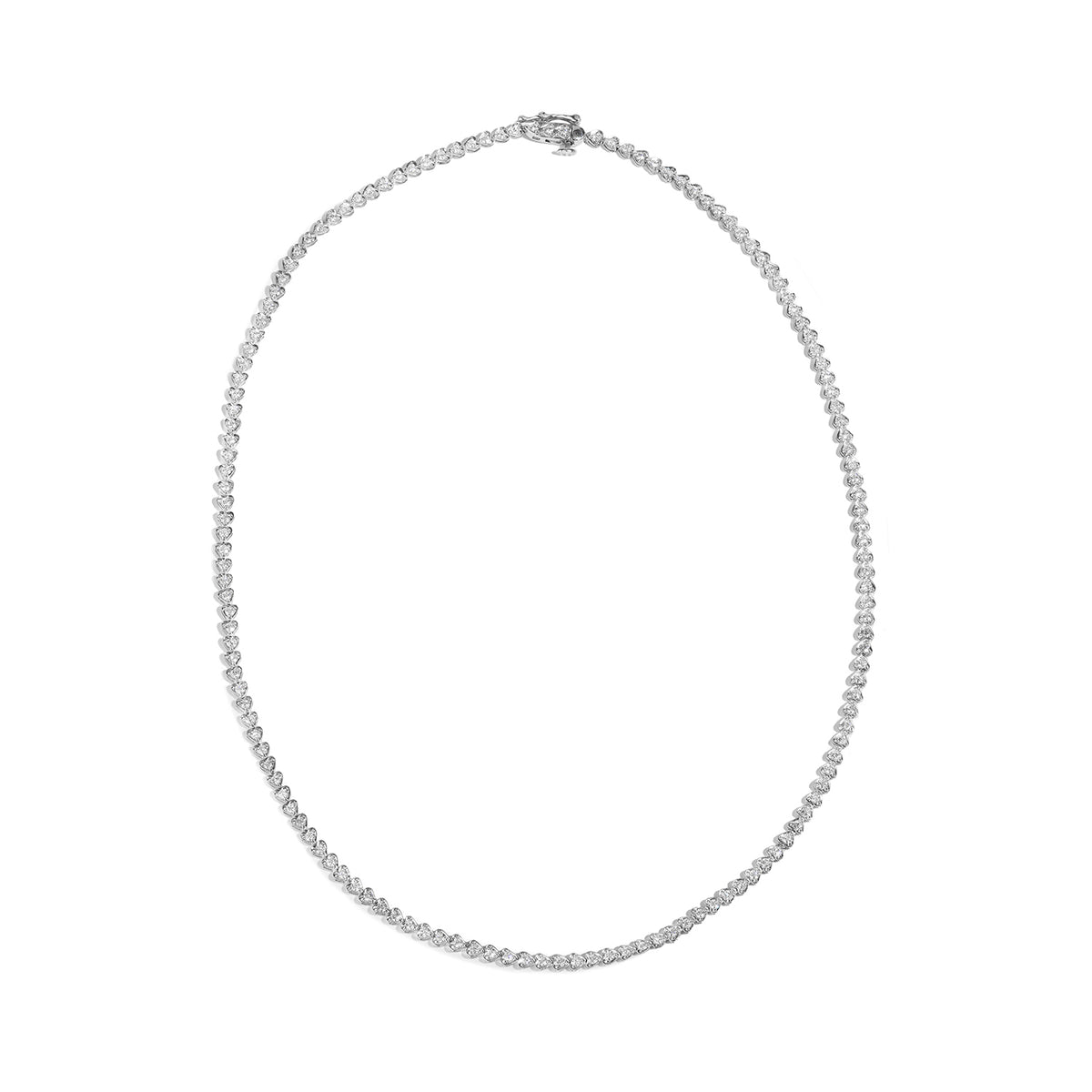 Forever Bright 2.16 CTW Moissanite Eternal Heart Tennis Necklace in 925 Silver