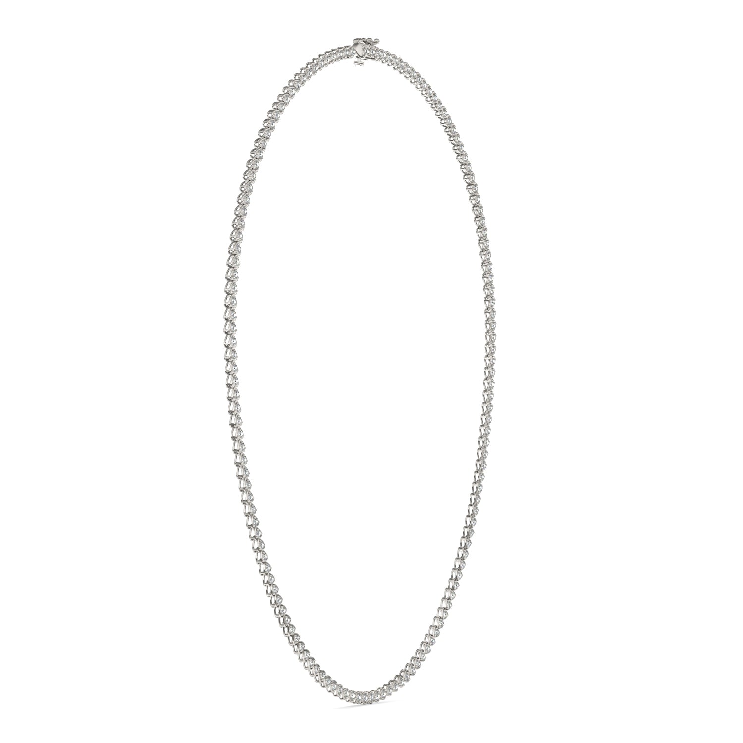 2.18 CTW DEW Moissanite East-West Heart Tennis Necklace in Sterling Silver