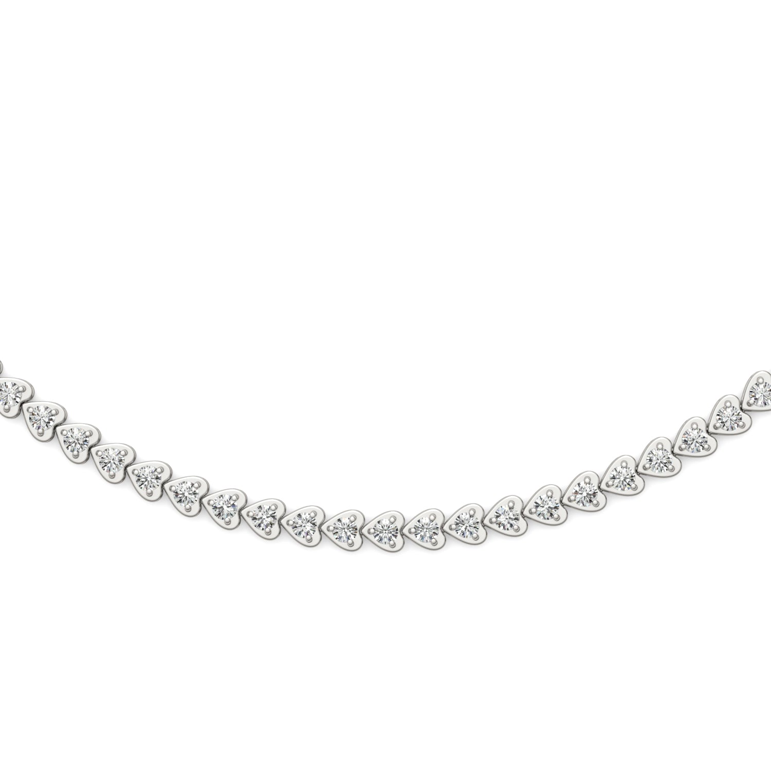 2.18 CTW DEW Moissanite East-West Heart Tennis Necklace in Sterling Silver