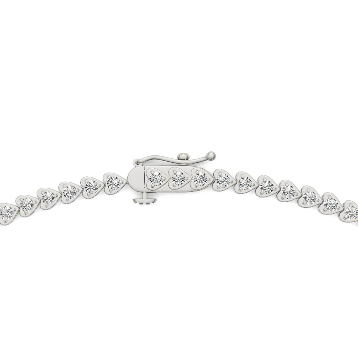 2.18 CTW DEW Moissanite East-West Heart Tennis Necklace in Sterling Silver