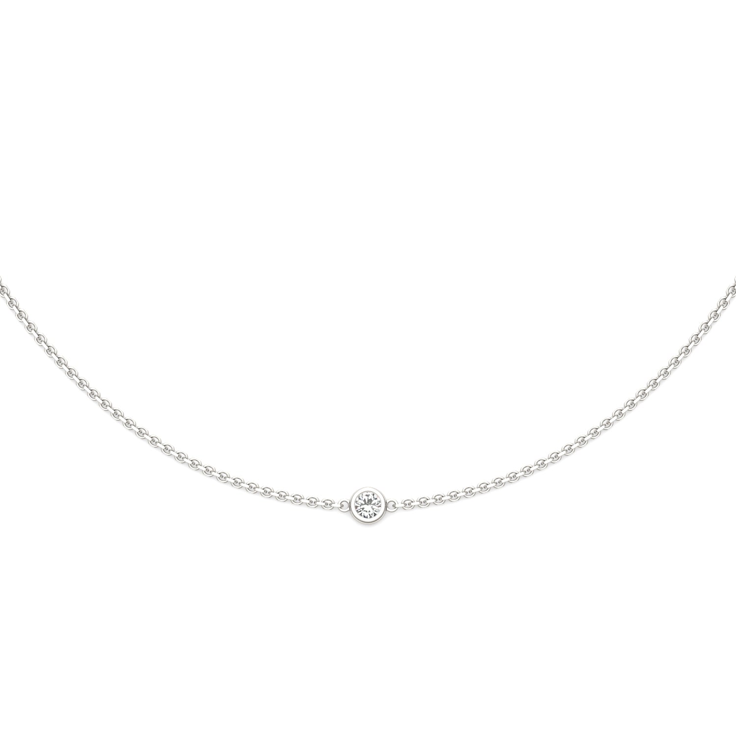 0.50 CTW DEW Round Moissanite 5-Stone Station Necklace in Sterling Silver