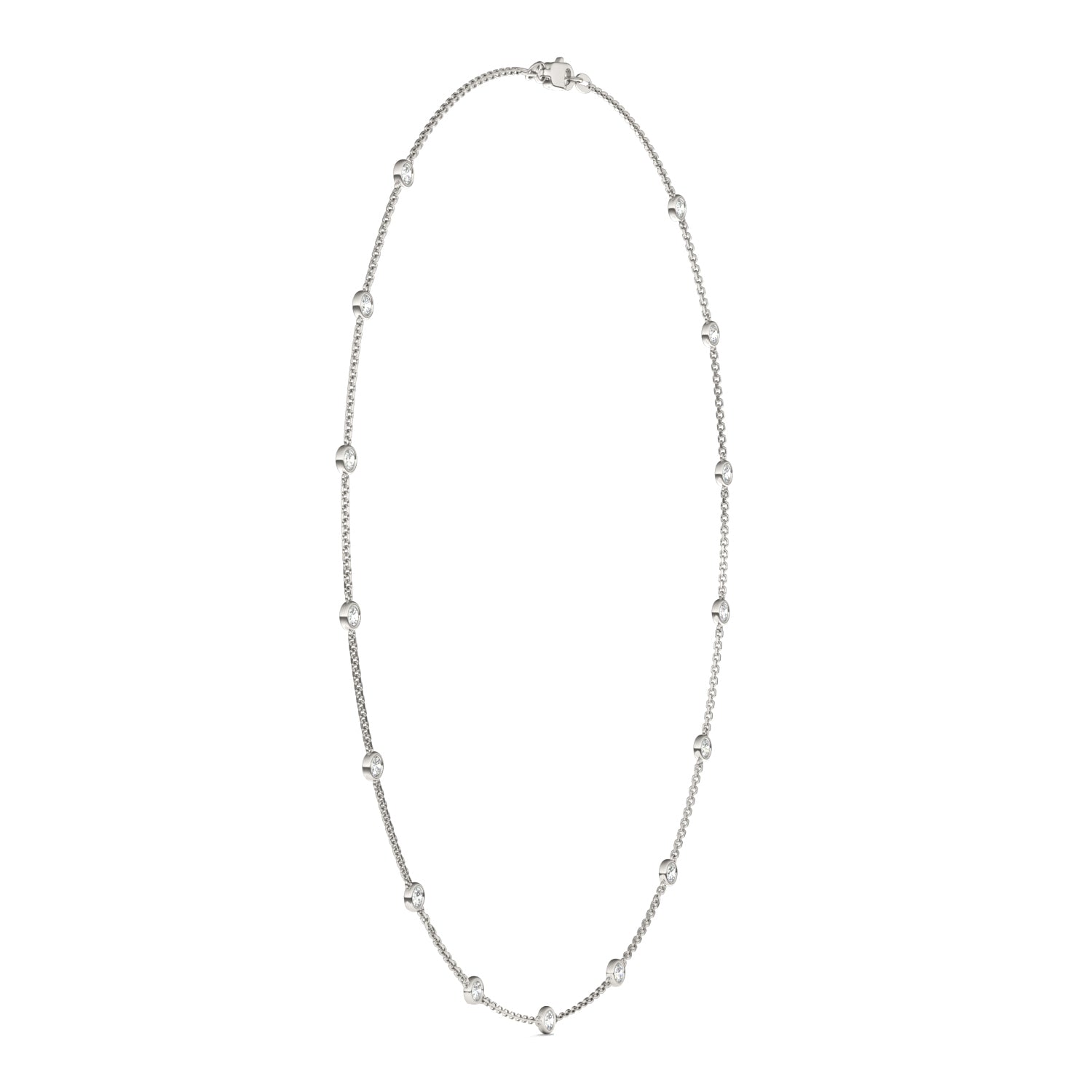 1.50 CTW DEW Round Moissanite 15-Stone Station Necklace in Sterling Silver