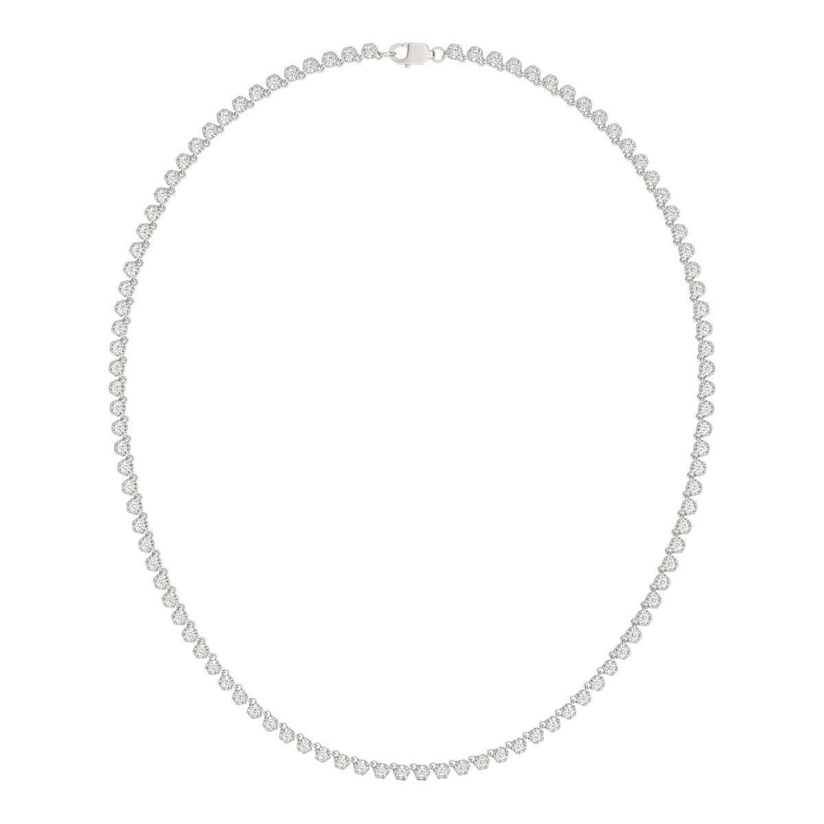 10.23 CTW DEW Round Moissanite Station Tennis Necklace in Sterling Silver