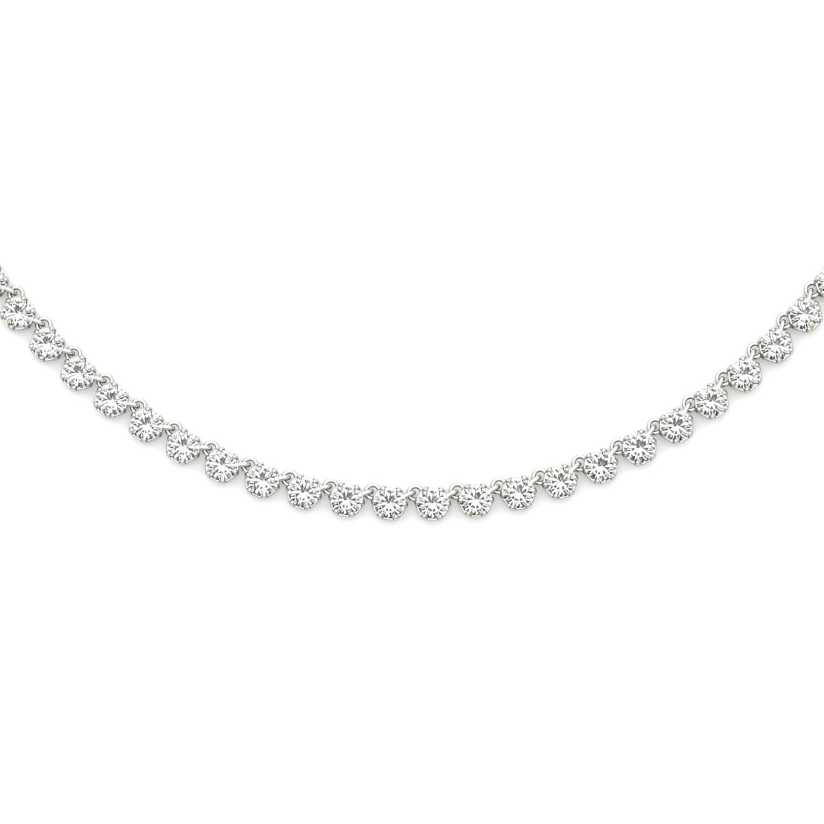 10.23 CTW DEW Round Moissanite Station Tennis Necklace in Sterling Silver
