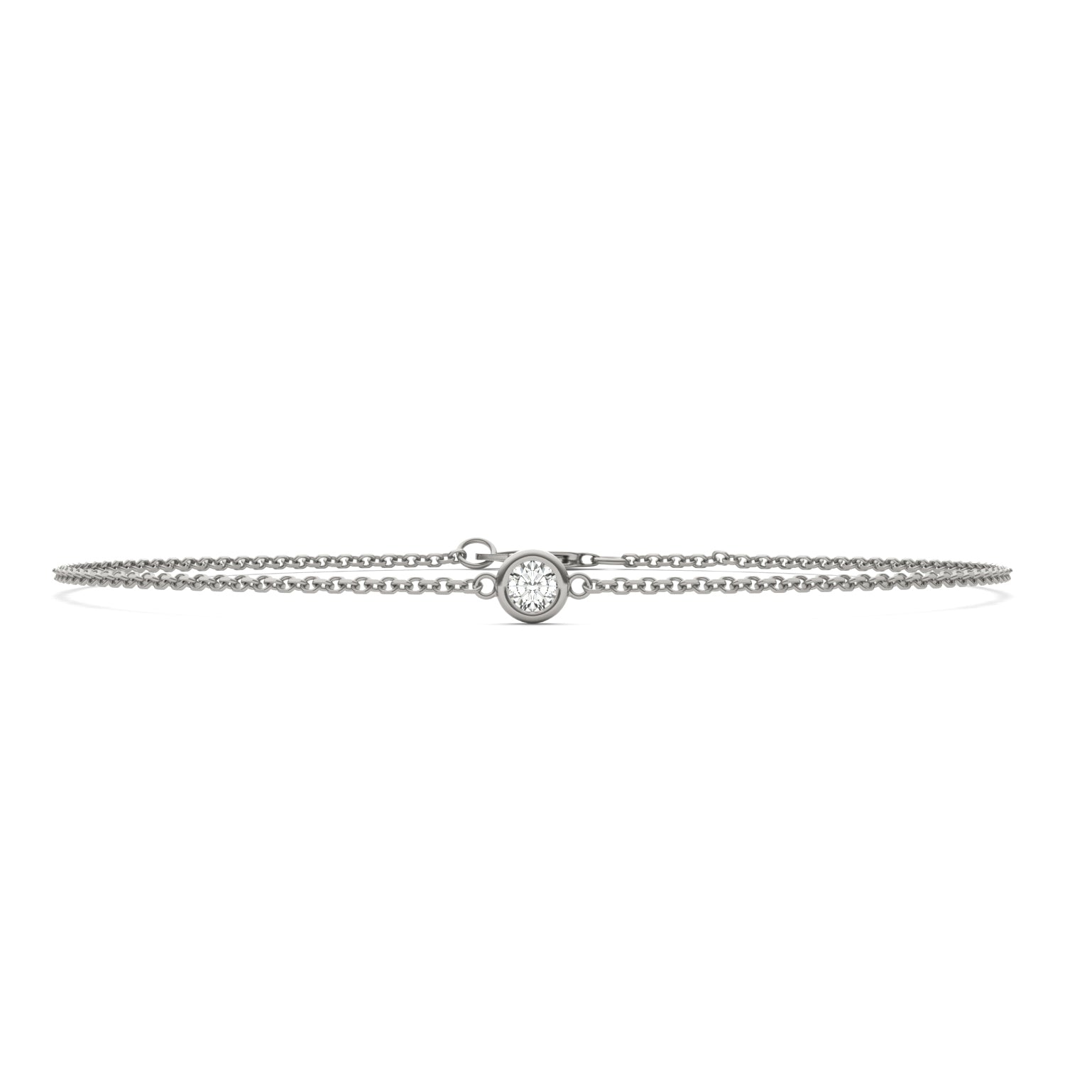 0.10 CTW DEW Round Moissanite Single Stone Station Bracelet in Sterling Silver