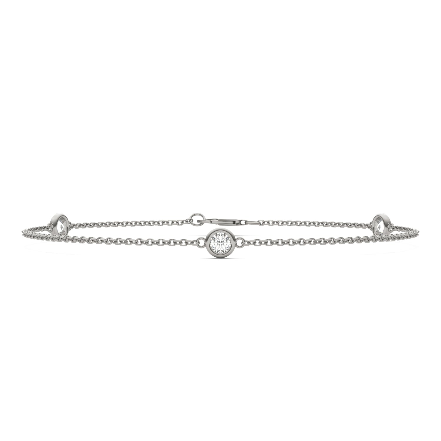 0.30 CTW DEW Round Moissanite 3-Stone Station Bracelet in Sterling Silver