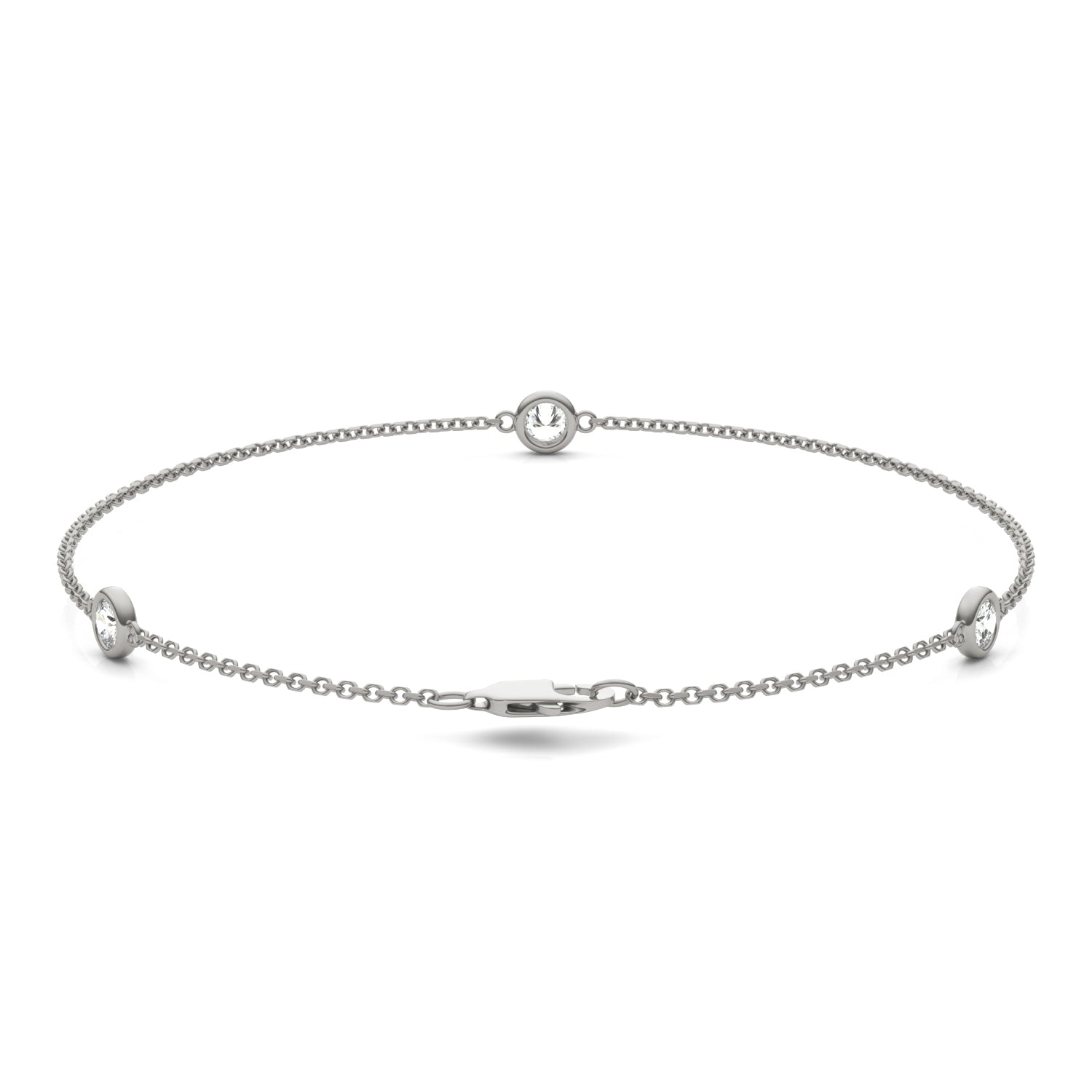 0.30 CTW DEW Round Moissanite 3-Stone Station Bracelet in Sterling Silver