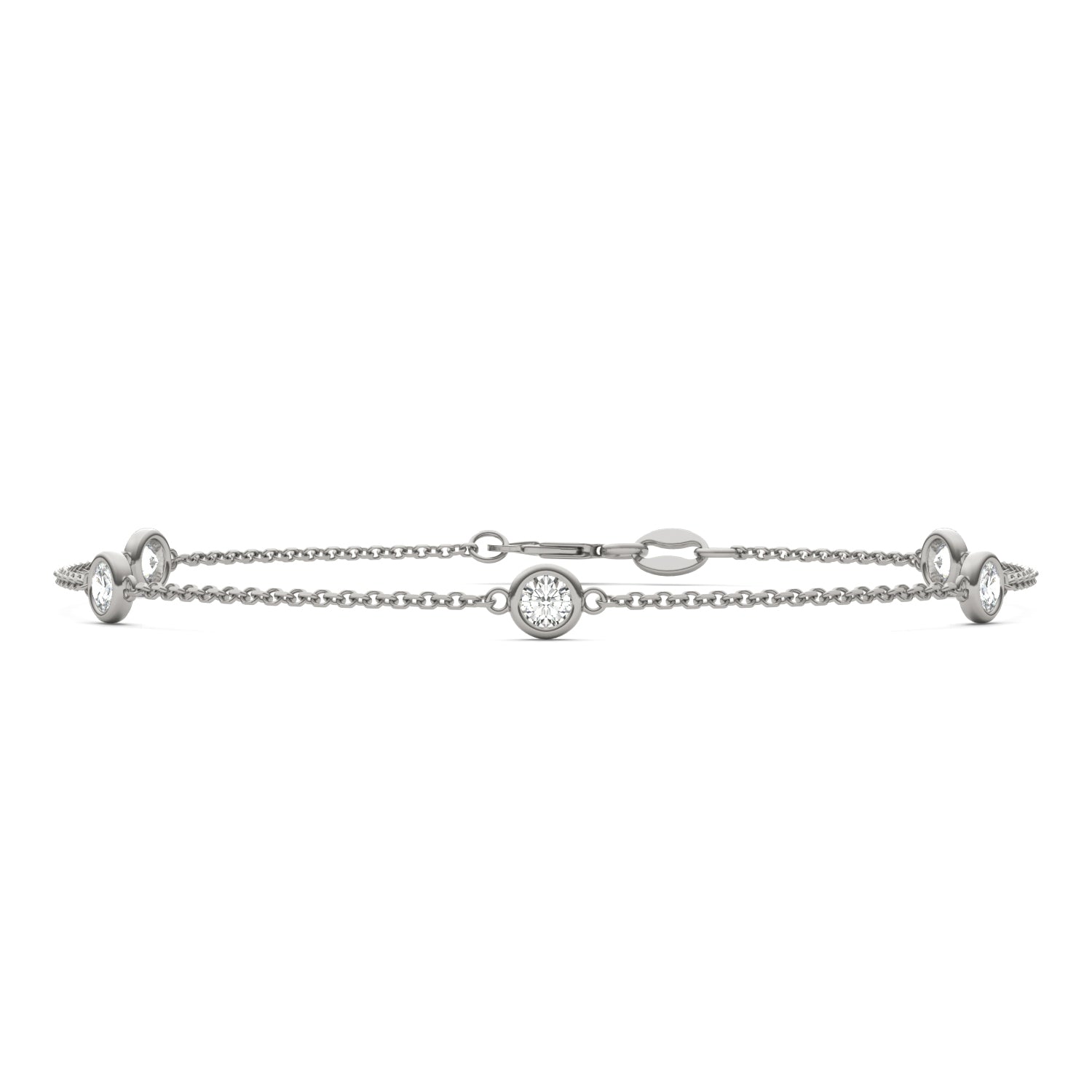 0.50 CTW DEW Round Moissanite 5-Stone Station Bracelet in Sterling Silver