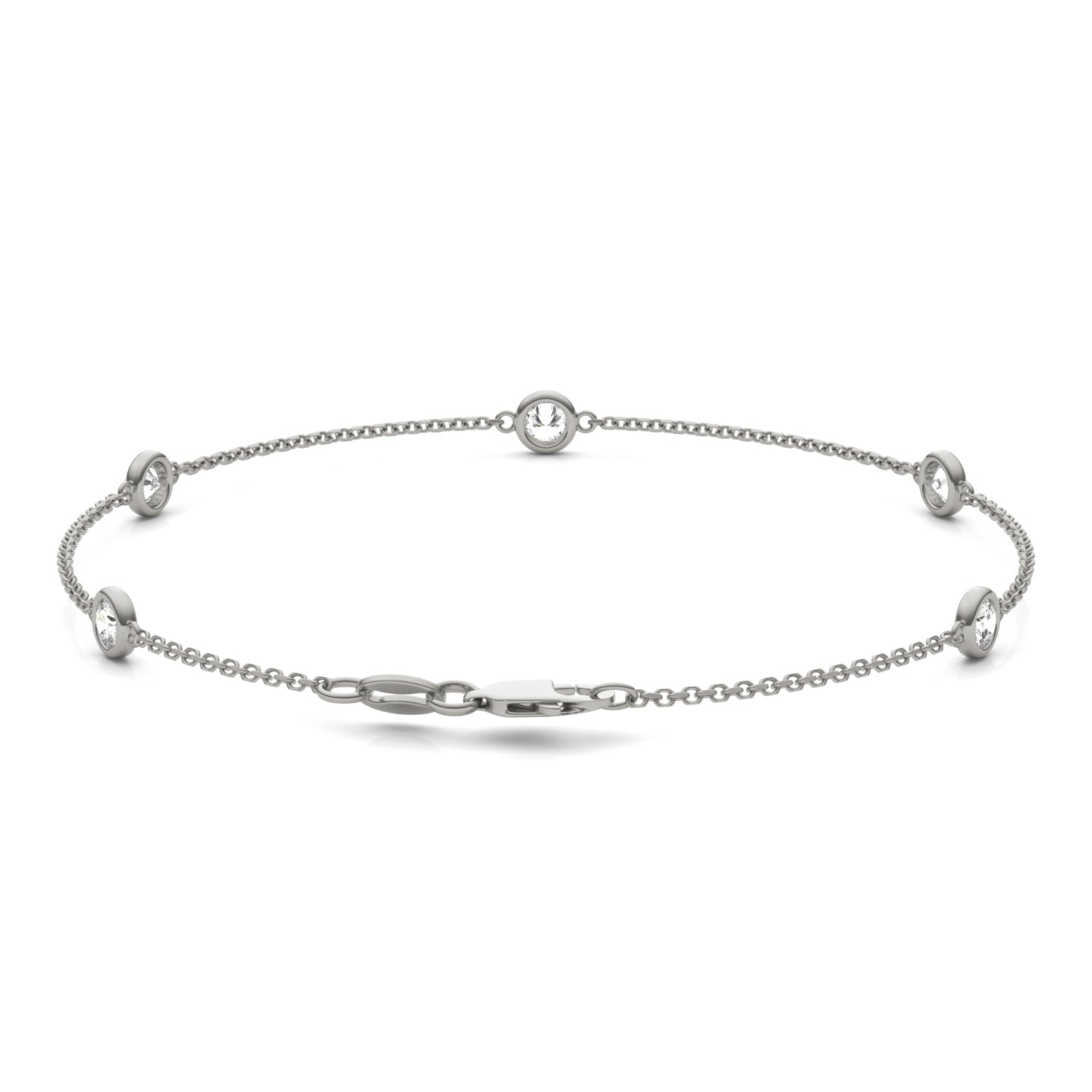 0.50 CTW DEW Round Moissanite 5-Stone Station Bracelet in Sterling Silver
