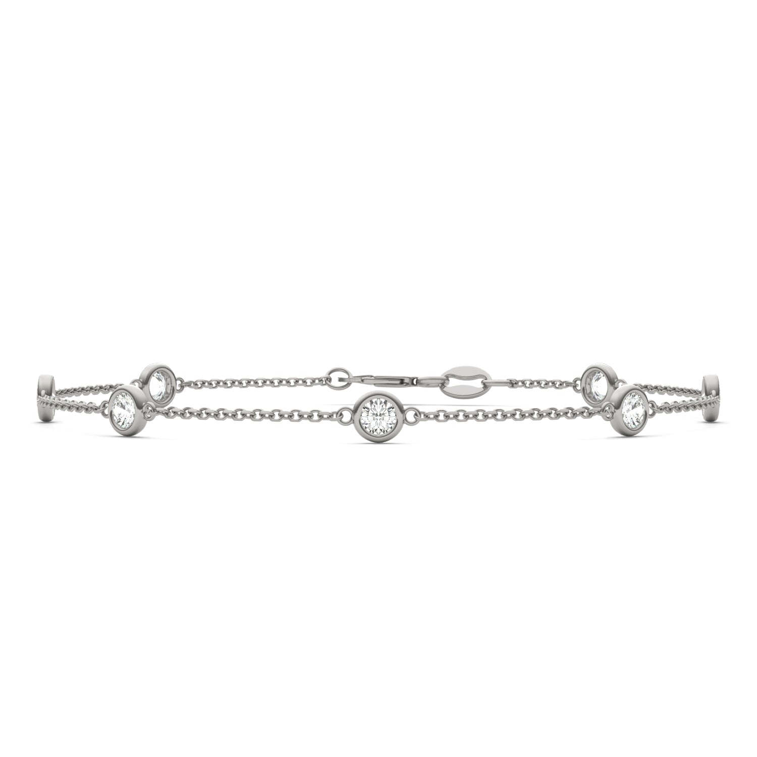 0.70 CTW DEW Round Moissanite 7-Stone Station Bracelet in Sterling Silver