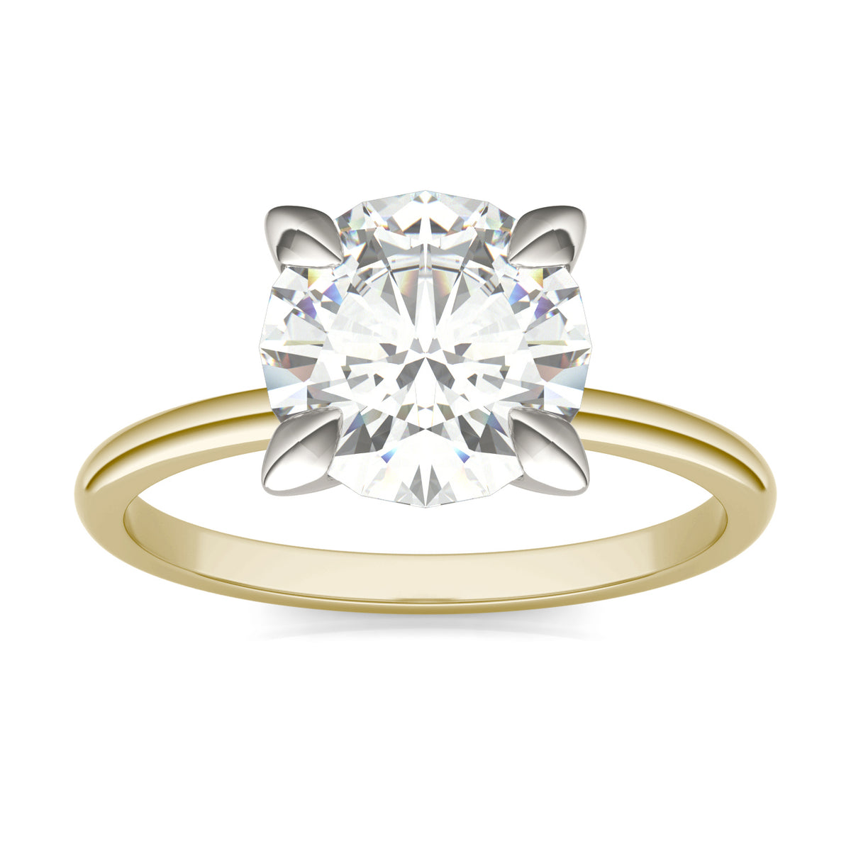 Forever Bright 2.20 CTW Moissanite Round Basket Solitaire Ring 10K Two-Tone Gold