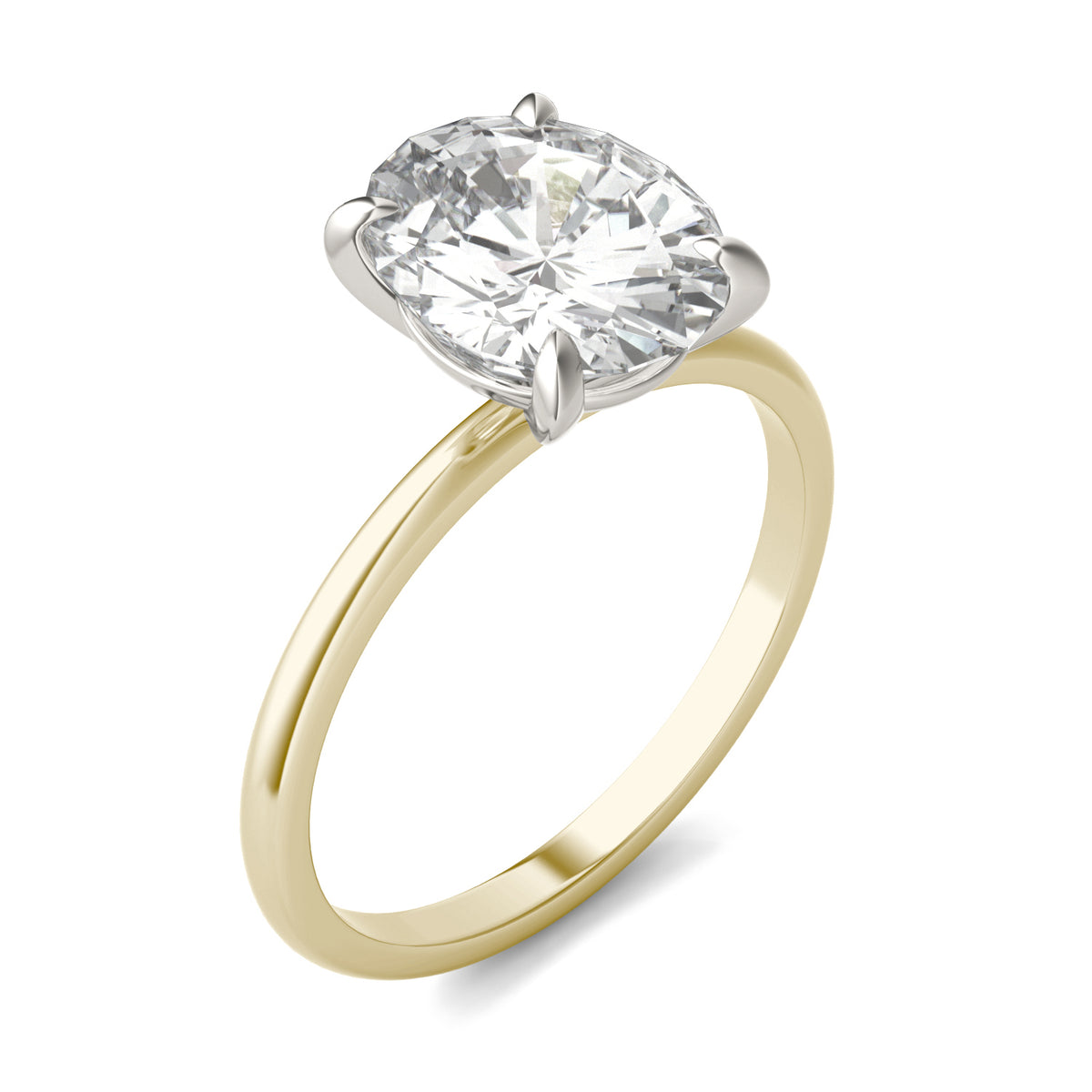 Forever Bright 3.00 CTW Moissanite Oval Basket Solitaire Ring 10K Two-Tone Gold