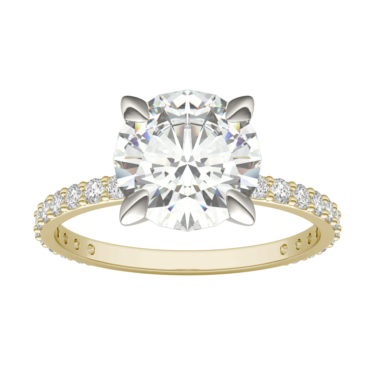 Forever Bright 2.62 CTW Moissanite Round Accented Engagement Ring 14K Two-Tone
