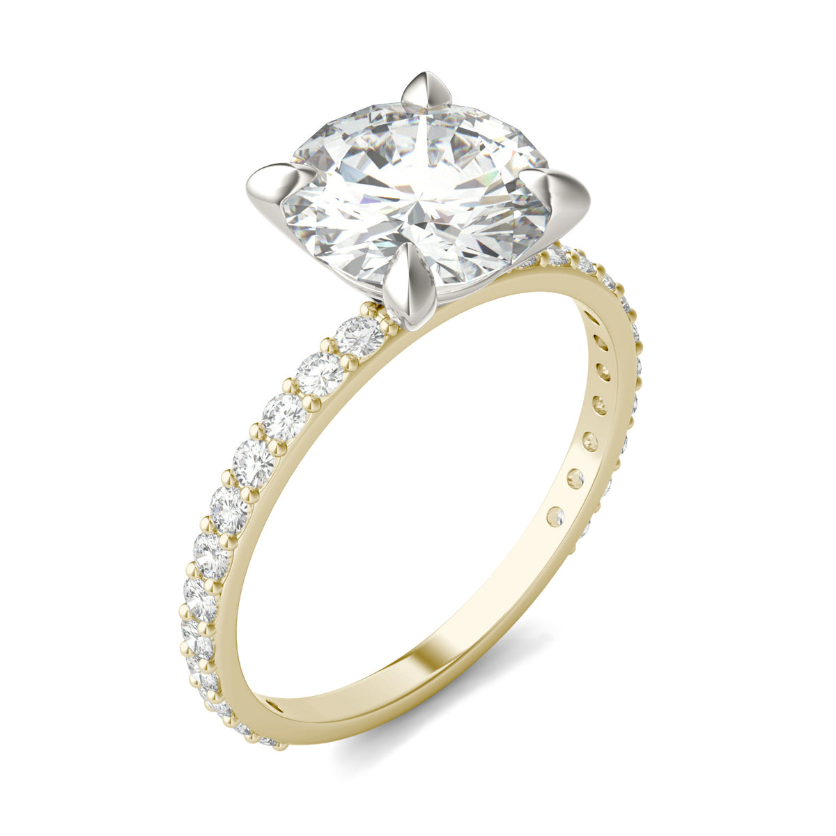 Forever Bright 2.62 CTW Moissanite Round Accented Engagement Ring 14K Two-Tone
