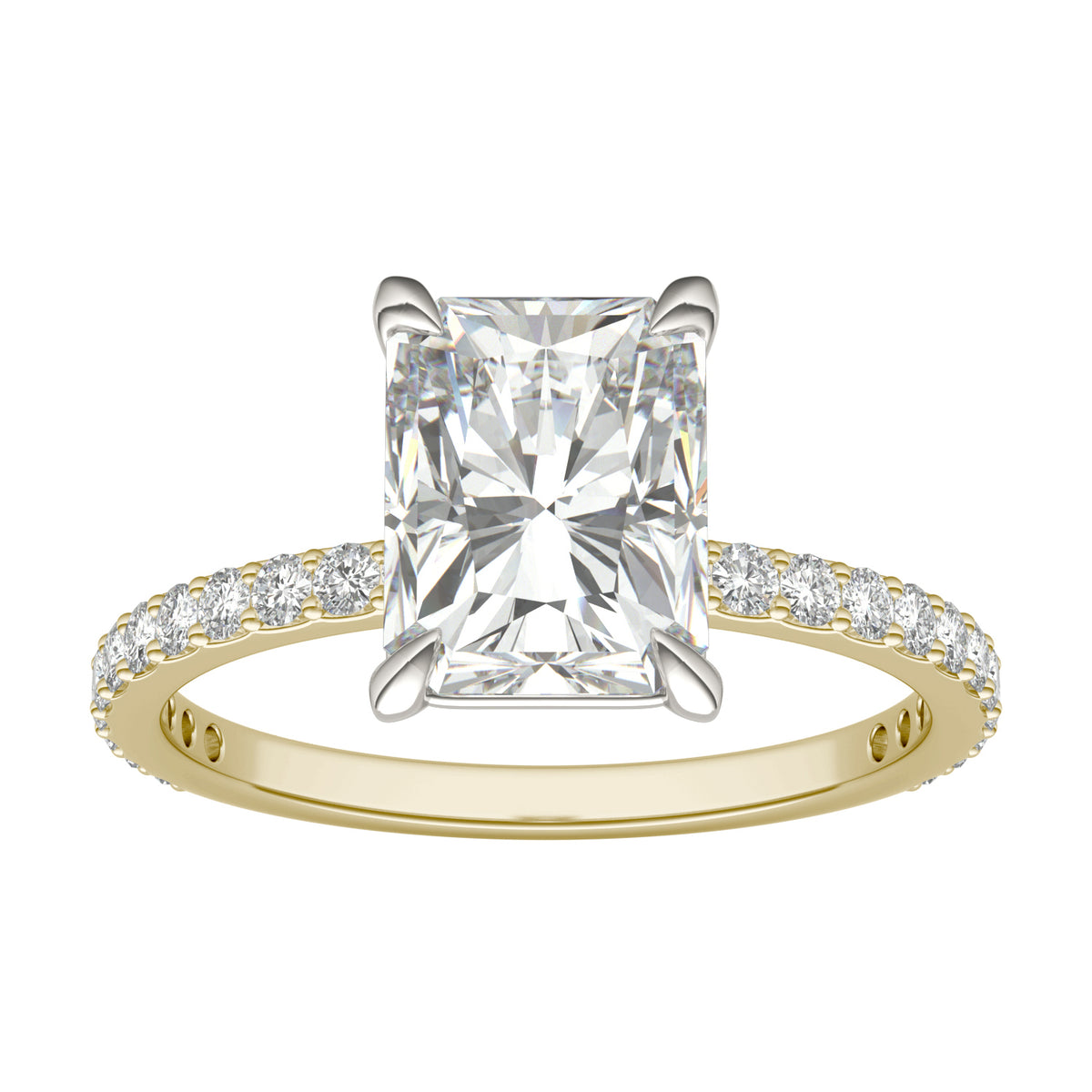 Forever Bright 3.12 CTW Moissanite Radiant Accented Engagement Ring 14K Two-Tone