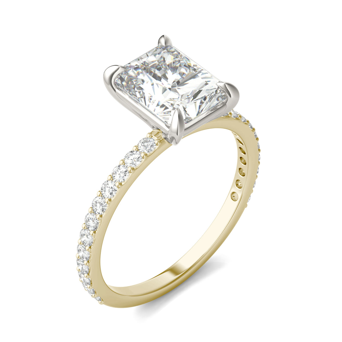 Forever Bright 3.12 CTW Moissanite Radiant Accented Engagement Ring 14K Two-Tone