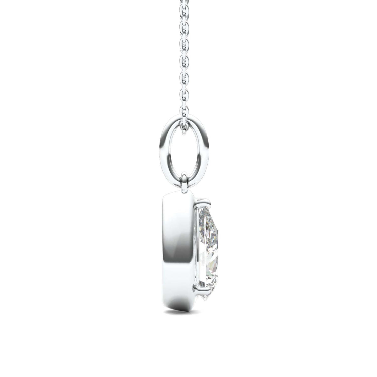 Forever Bright 1.50 CTW Moissanite Pear Pendant Necklace in Sterling Silver