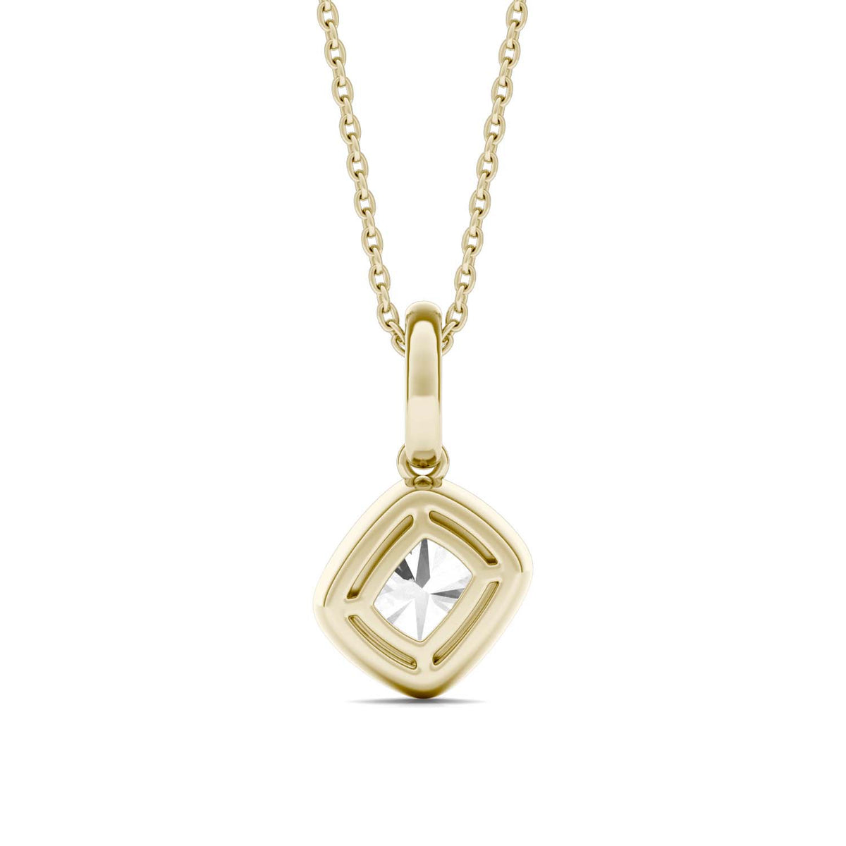 Forever Bright 1.00 CTW Moissanite Long Cushion Pendant Necklace 14K Vermeil