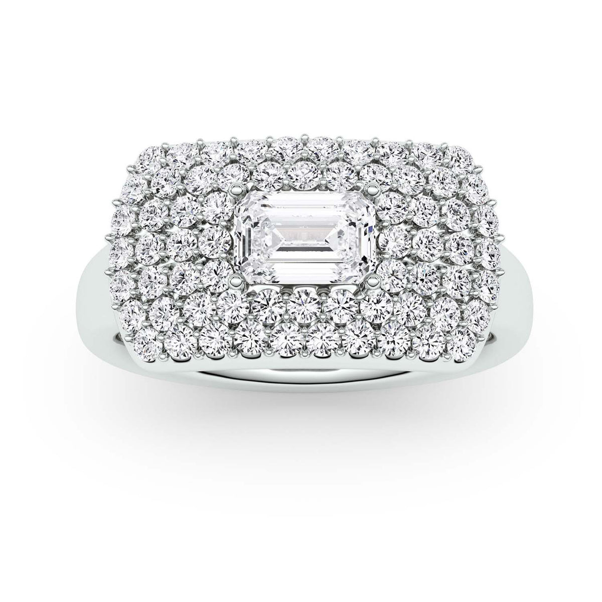 Forever Bright 1.19 CTW Moissanite Emerald Margaux Ring Silver or Gold Vermeil