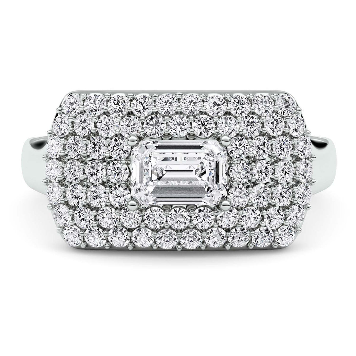 Forever Bright 1.19 CTW Moissanite Emerald Margaux Ring Silver or Gold Vermeil
