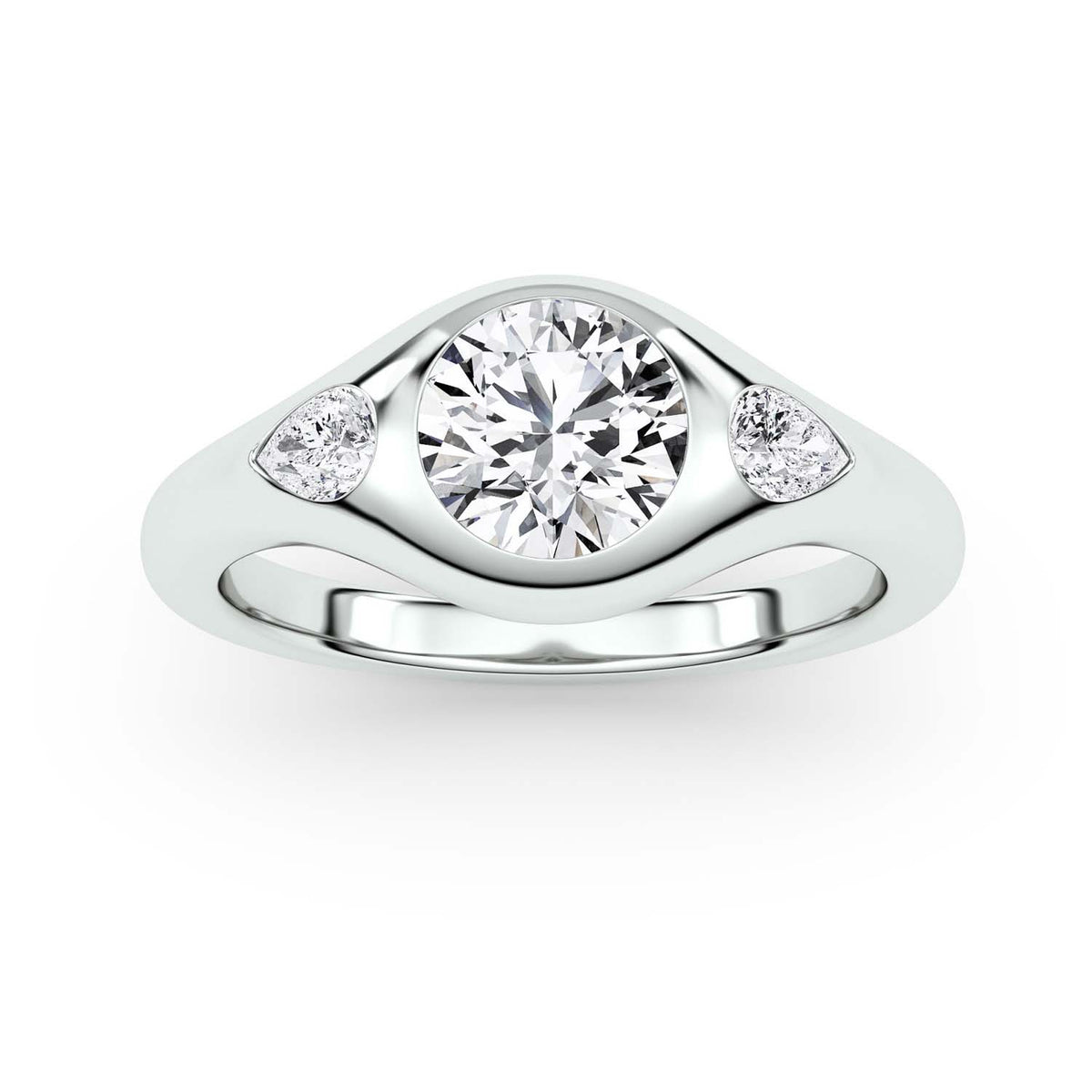Forever Bright 1.10 CTW Moissanite Astoria 3-Stone Ring Silver or Gold Vermeil