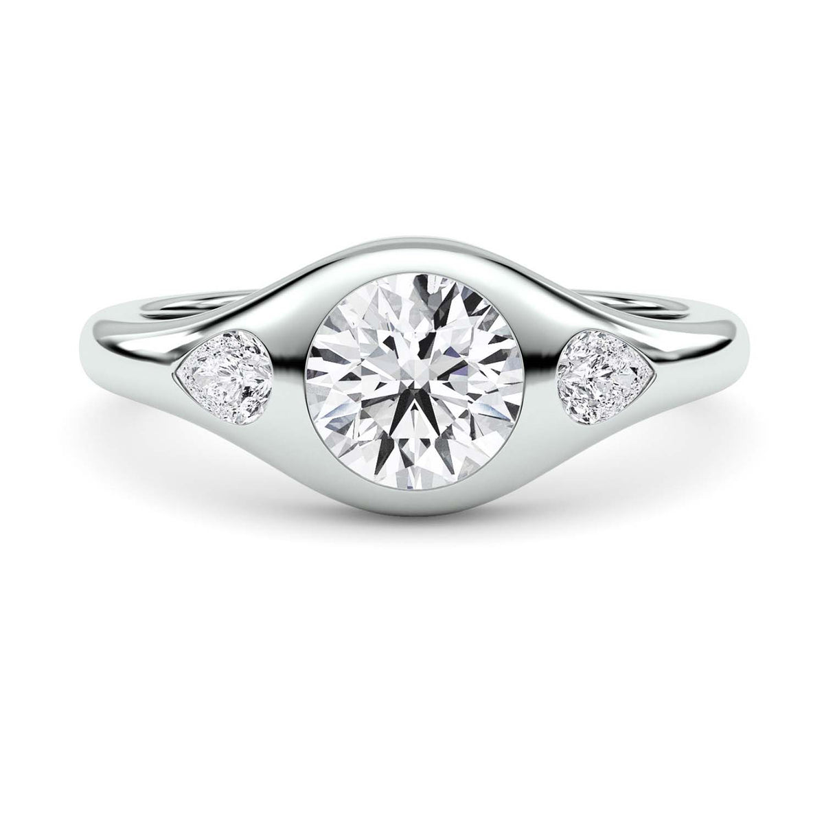 Forever Bright 1.10 CTW Moissanite Astoria 3-Stone Ring Silver or Gold Vermeil
