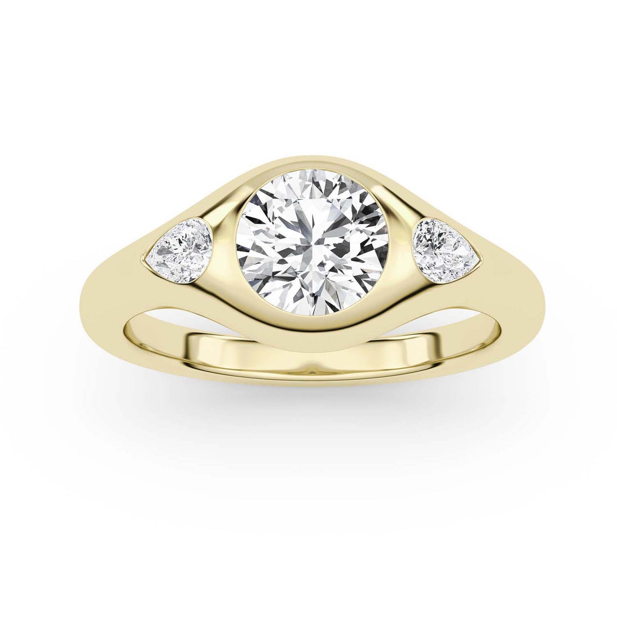Forever Bright 1.10 CTW Moissanite Round Astoria 3-Stone Ring 14K Gold Vermeil