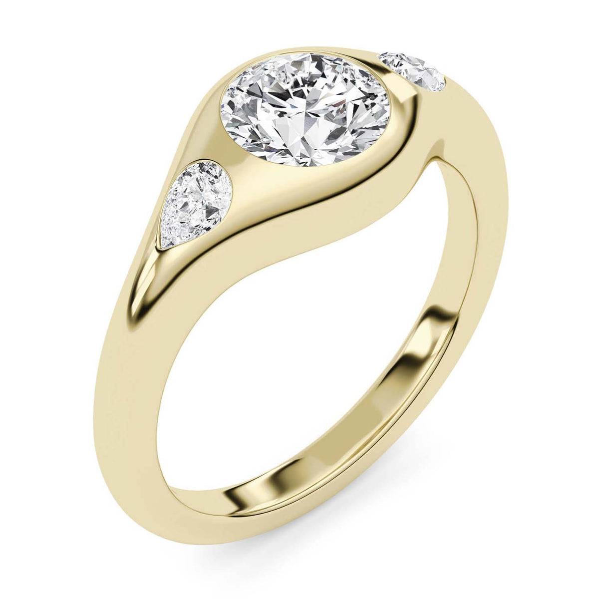 Forever Bright 1.10 CTW Moissanite Astoria 3-Stone Ring Silver or Gold Vermeil