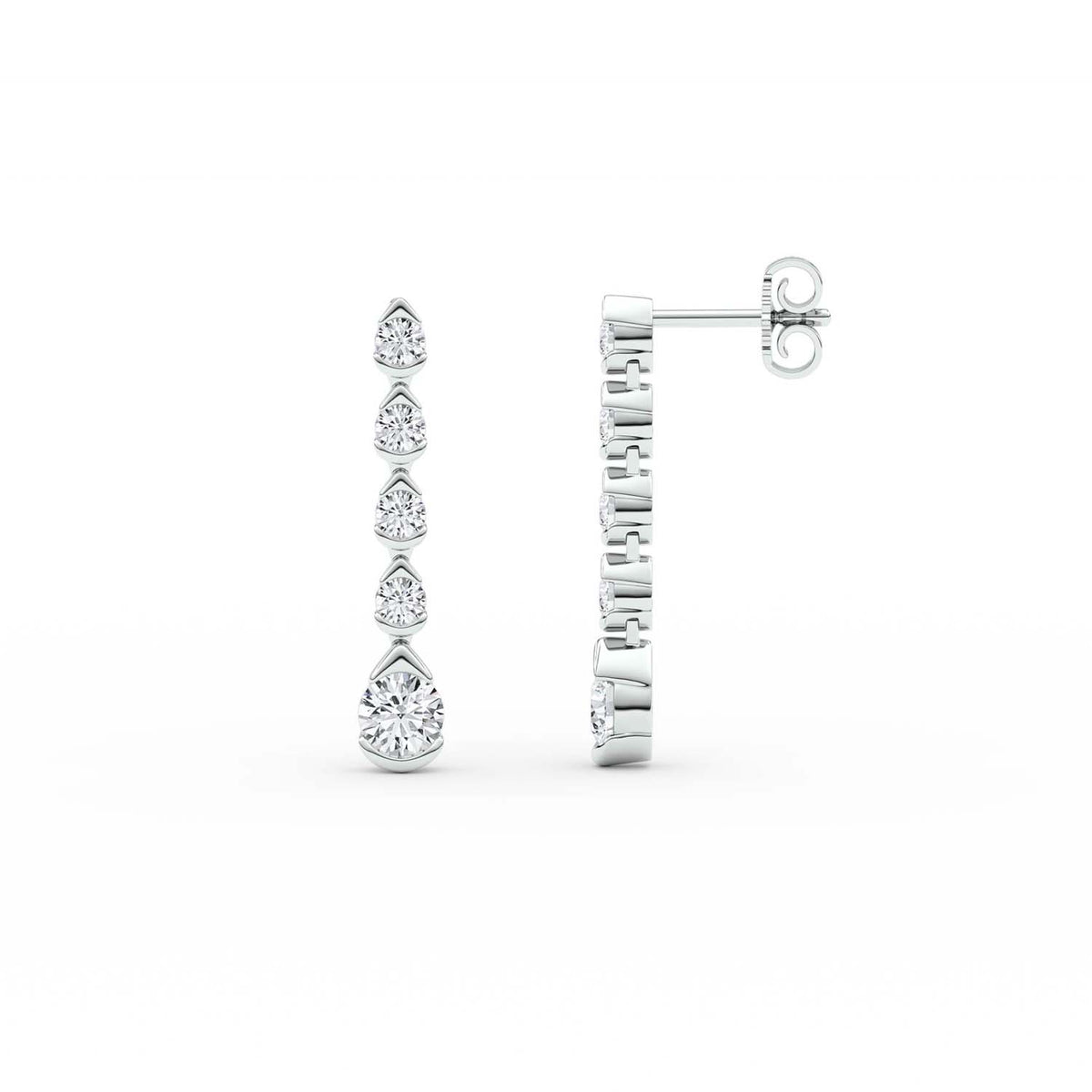 Forever Bright 2.00 CTW Moissanite Round 5-Stone Drop Earrings in 925 Silver