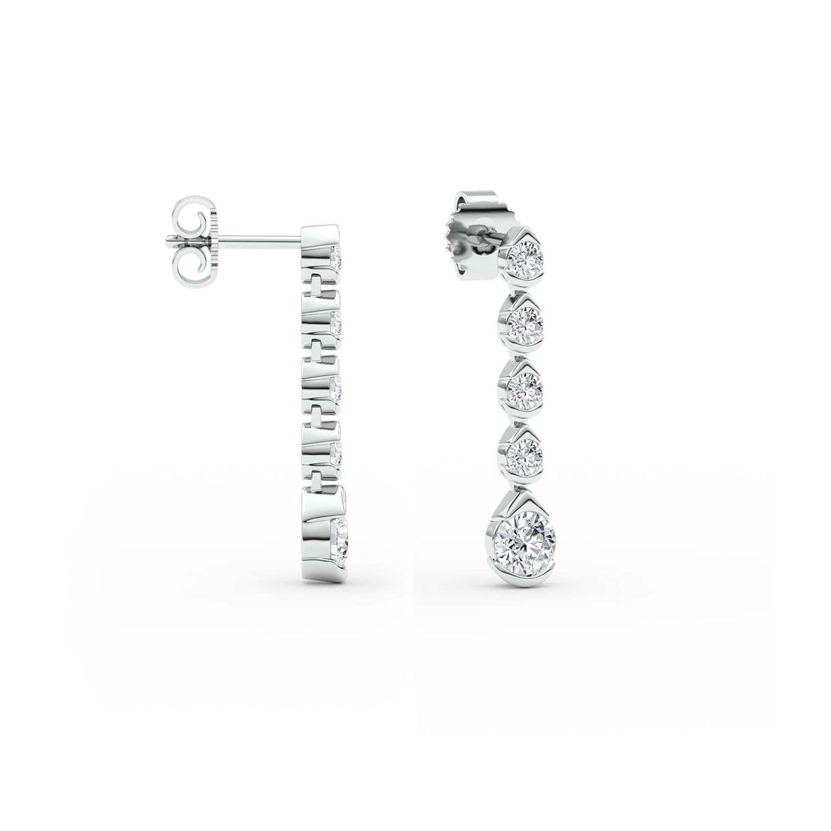 Forever Bright 2.00 CTW Moissanite Round 5-Stone Drop Earrings in 925 Silver