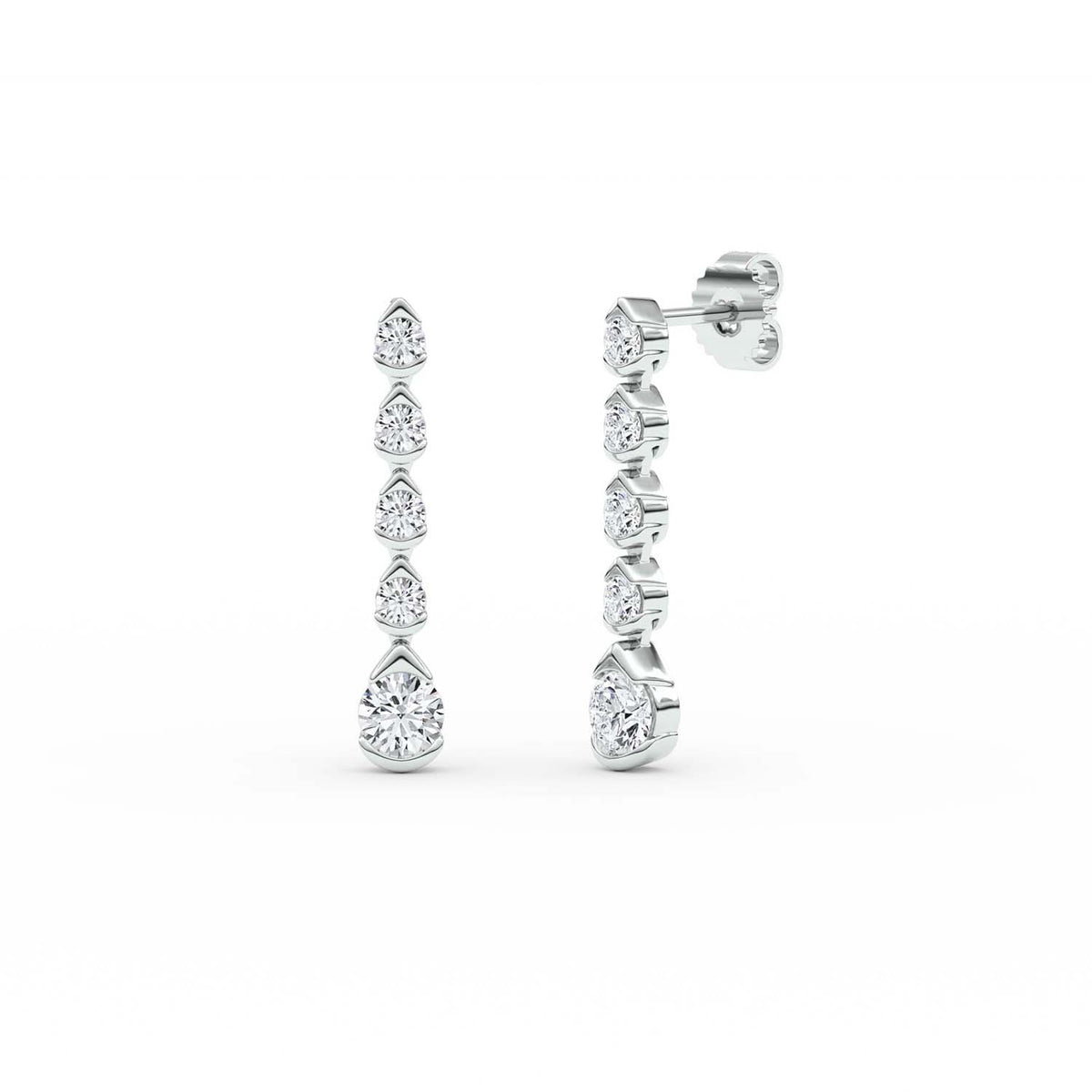 Forever Bright 2.00 CTW Moissanite Round 5-Stone Drop Earrings in 925 Silver