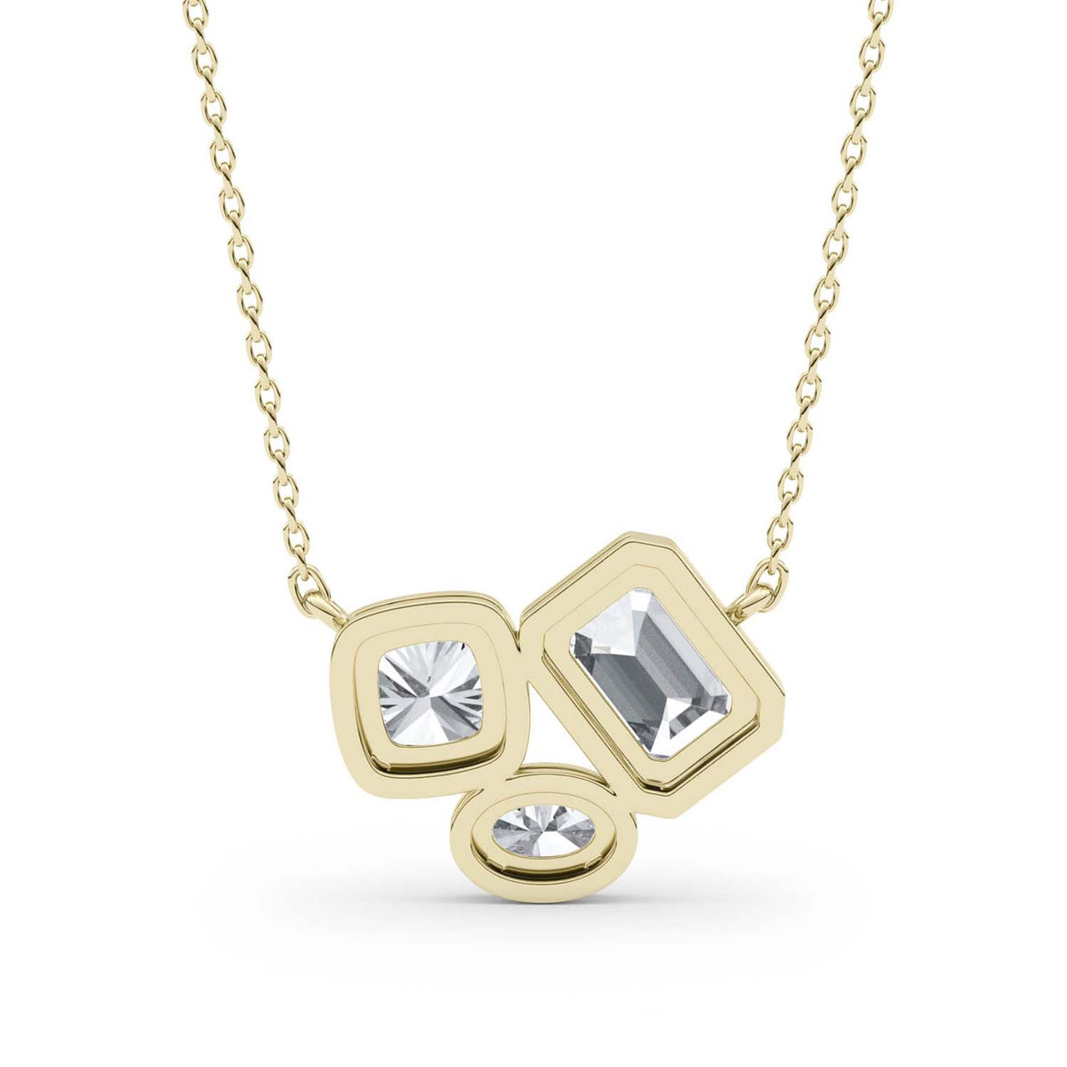 Forever Bright 1.87 CTW Moissanite Geometric Necklace Silver or Gold Vermeil