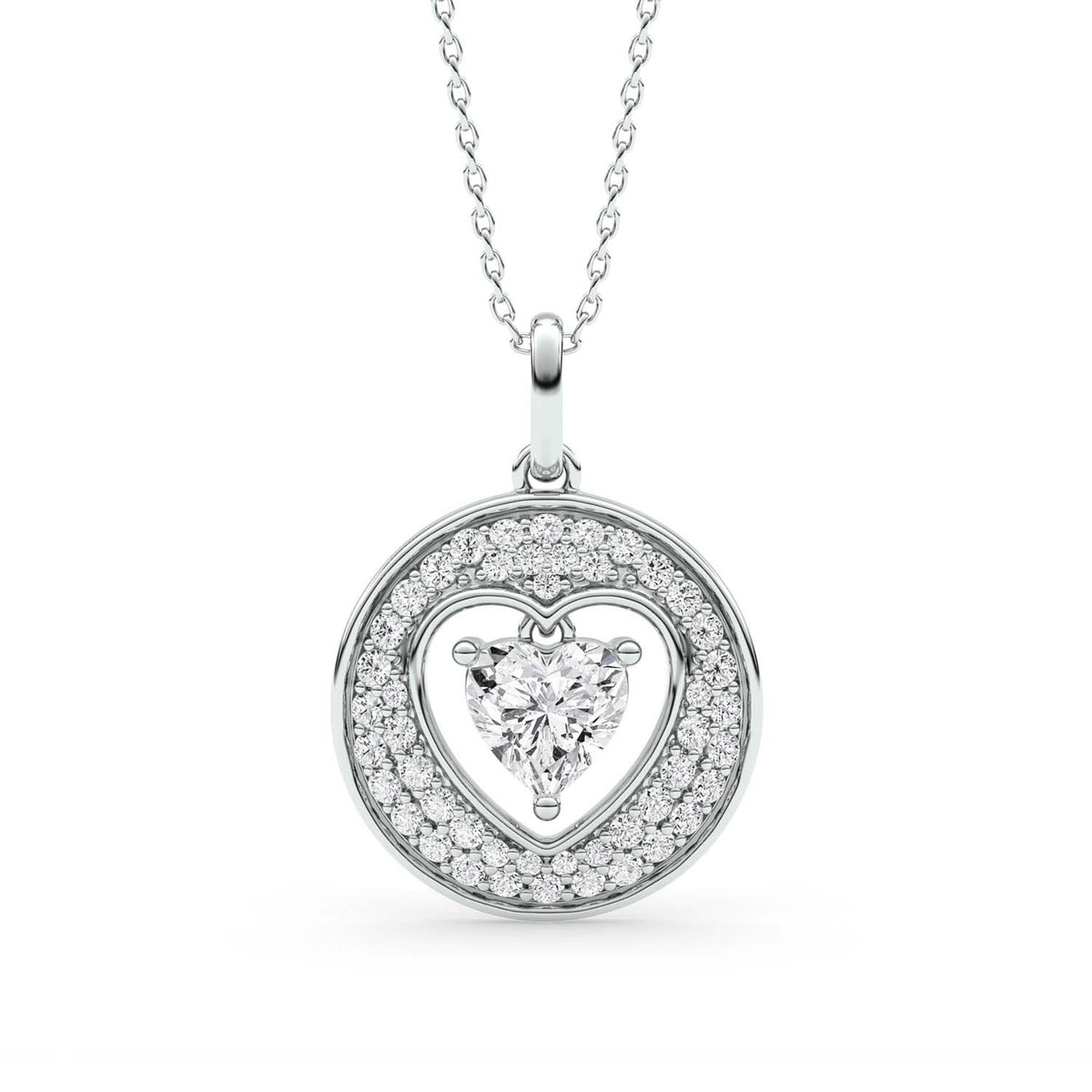 Forever Bright 1.43 CTW Moissanite Heart Pendant Necklace Silver or Gold Vermeil