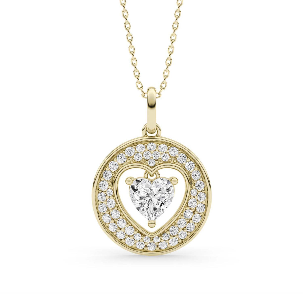 Forever Bright 1.43 CTW Moissanite Heart Pendant Necklace in 14K Gold Vermeil