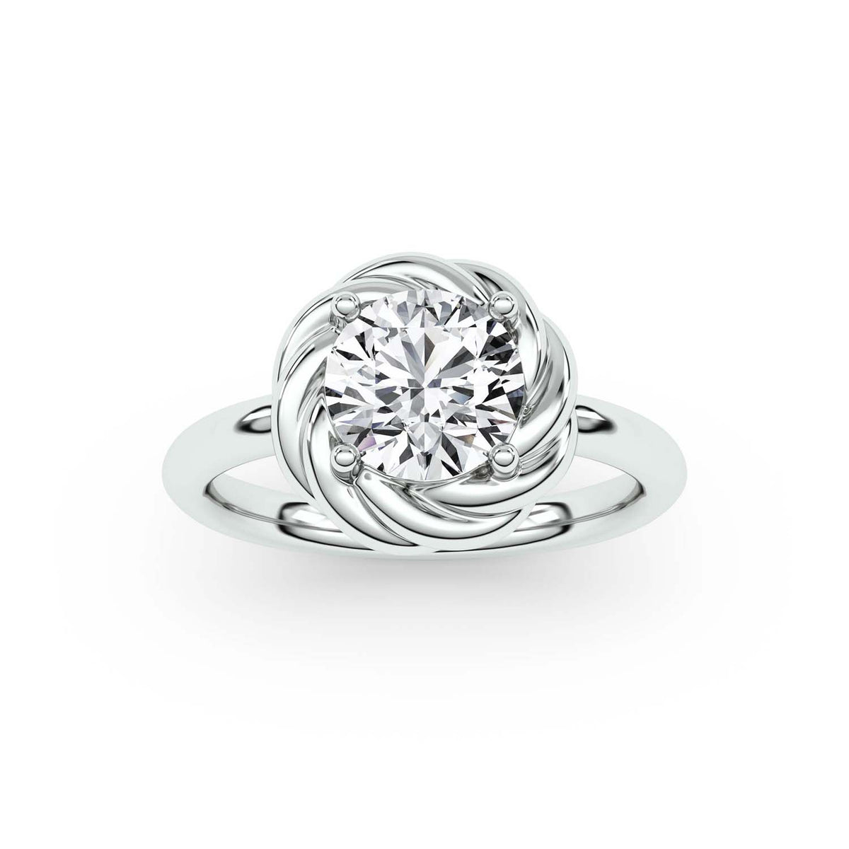 Forever Bright 1.50 CTW Moissanite Round Twist Ring in Sterling Silver
