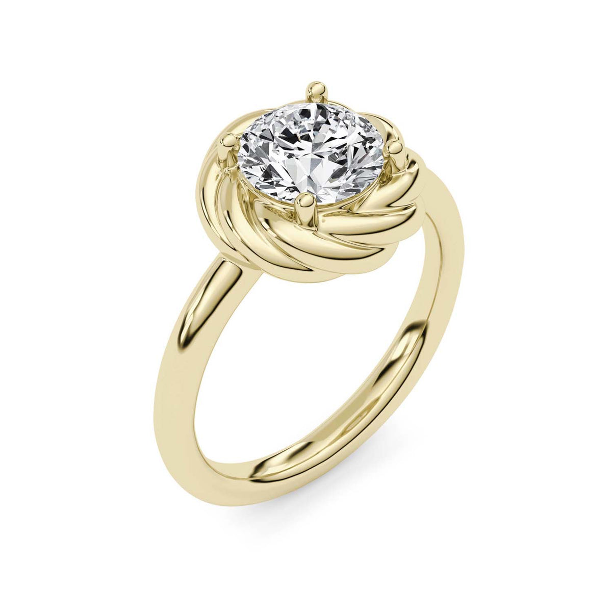 Forever Bright 1.50 CTW Moissanite Round Twist Ring Silver or Gold Vermeil