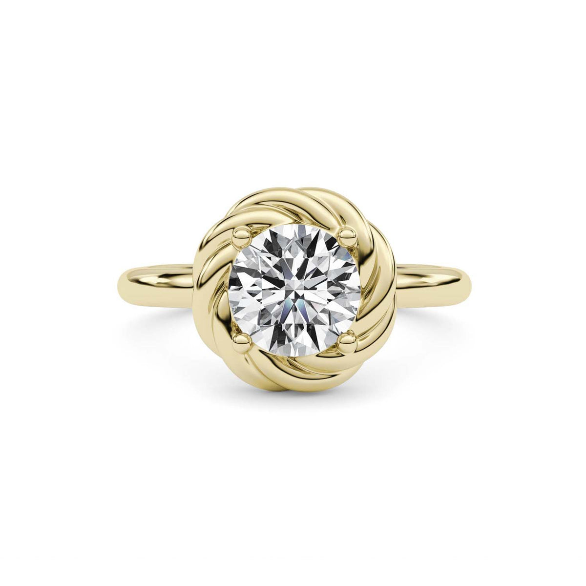 Forever Bright 1.50 CTW Moissanite Round Twist Ring Silver or Gold Vermeil