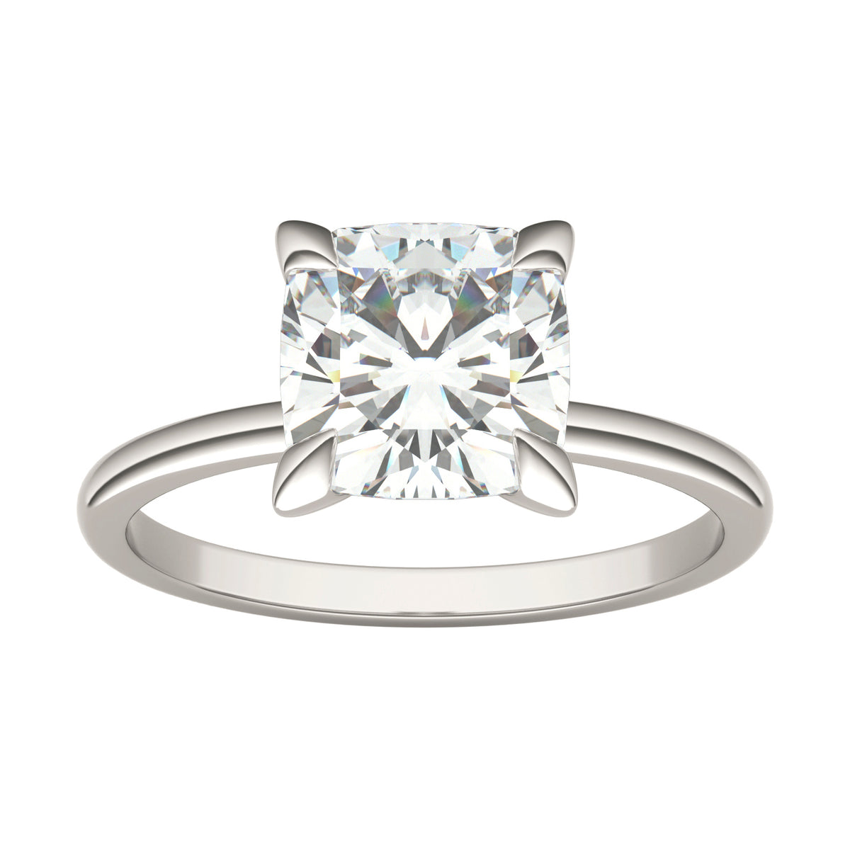 Forever Bright 2.00 CTW Moissanite Cushion Basket Solitaire Ring 14K White Gold