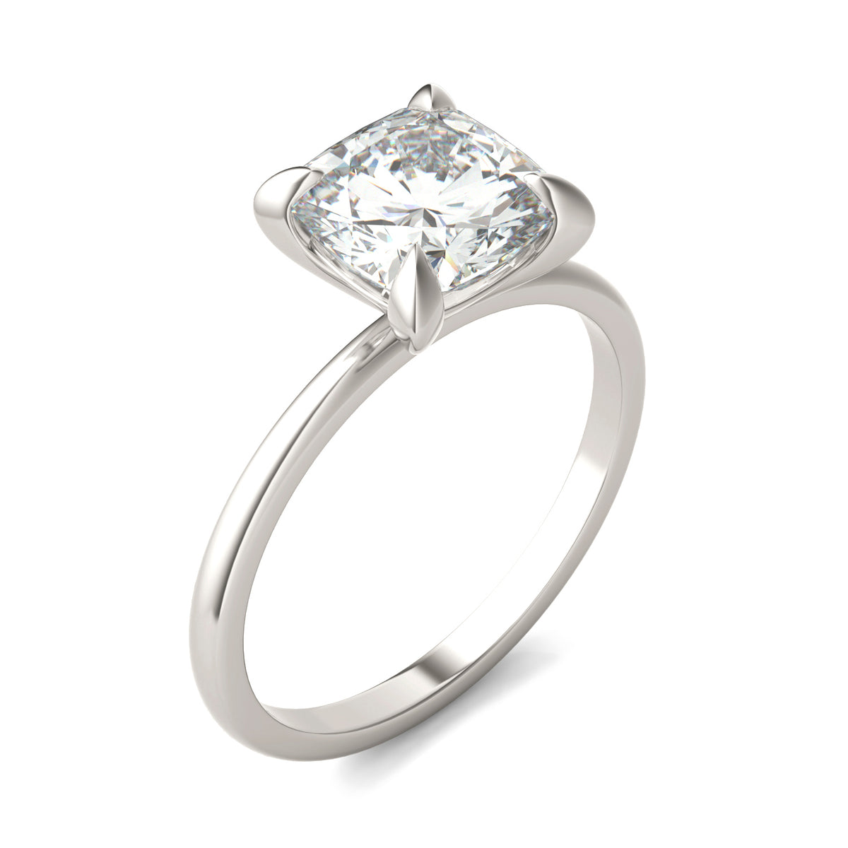 Forever Bright 2.00 CTW Moissanite Cushion Basket Solitaire Ring 14K White Gold