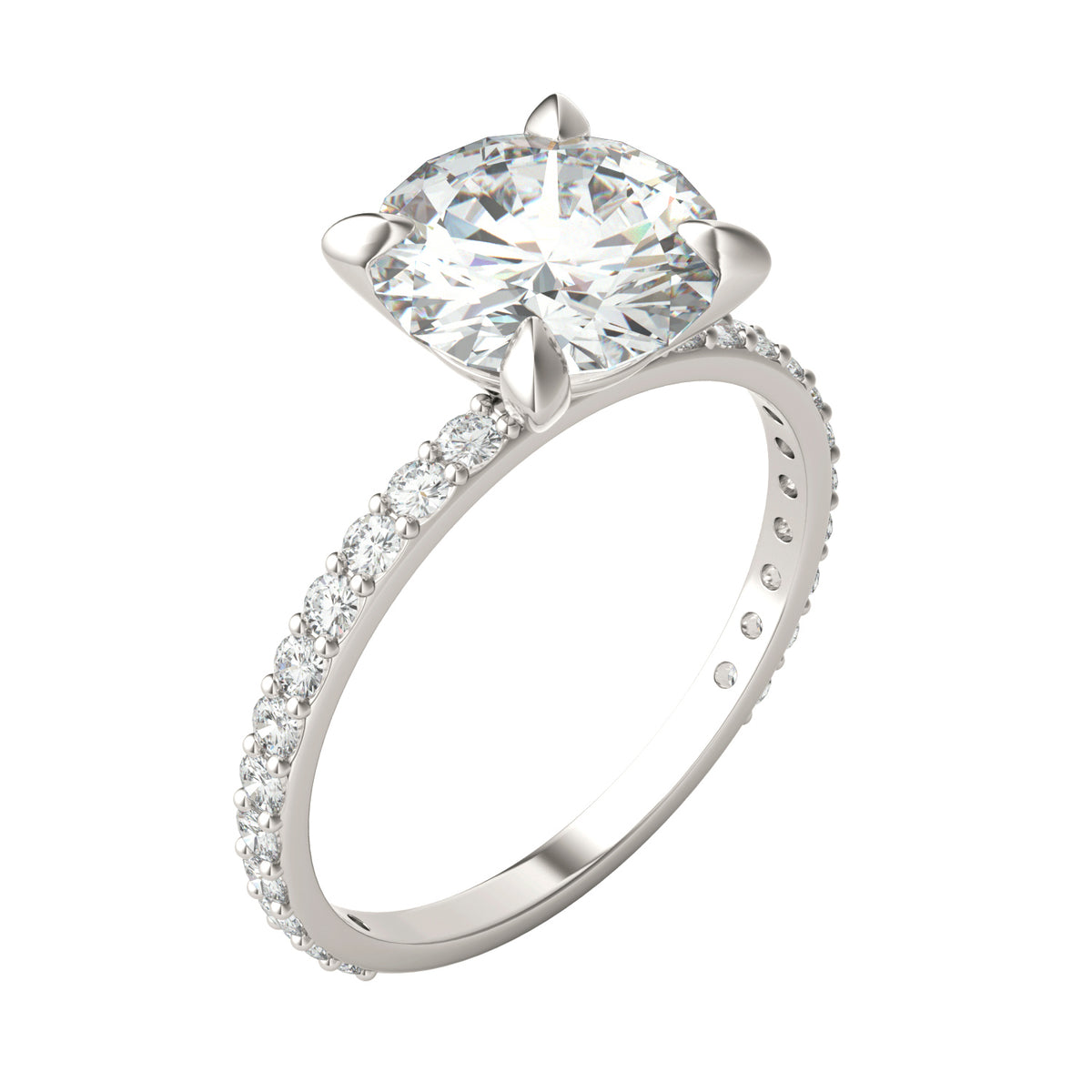 Forever Bright 2.62 CTW Moissanite Round Accented Engagement Ring 10K White Gold