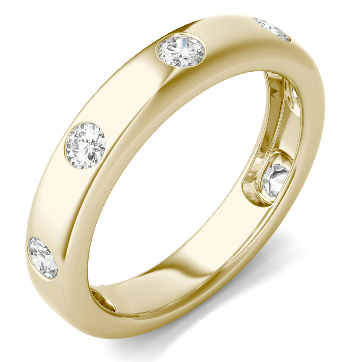 0.56 CTW DEW Round Moissanite Seven-Stone Band in 14K Yellow Gold