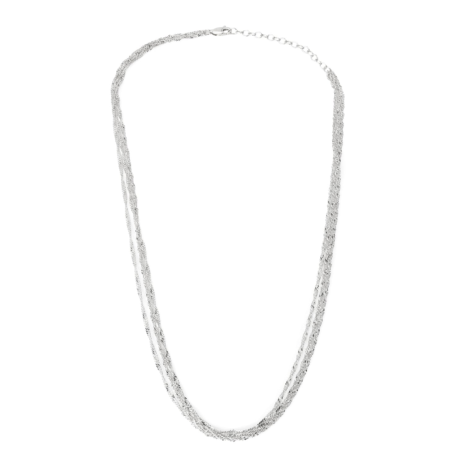 Three-Row Strand Necklace in Sterling Silver